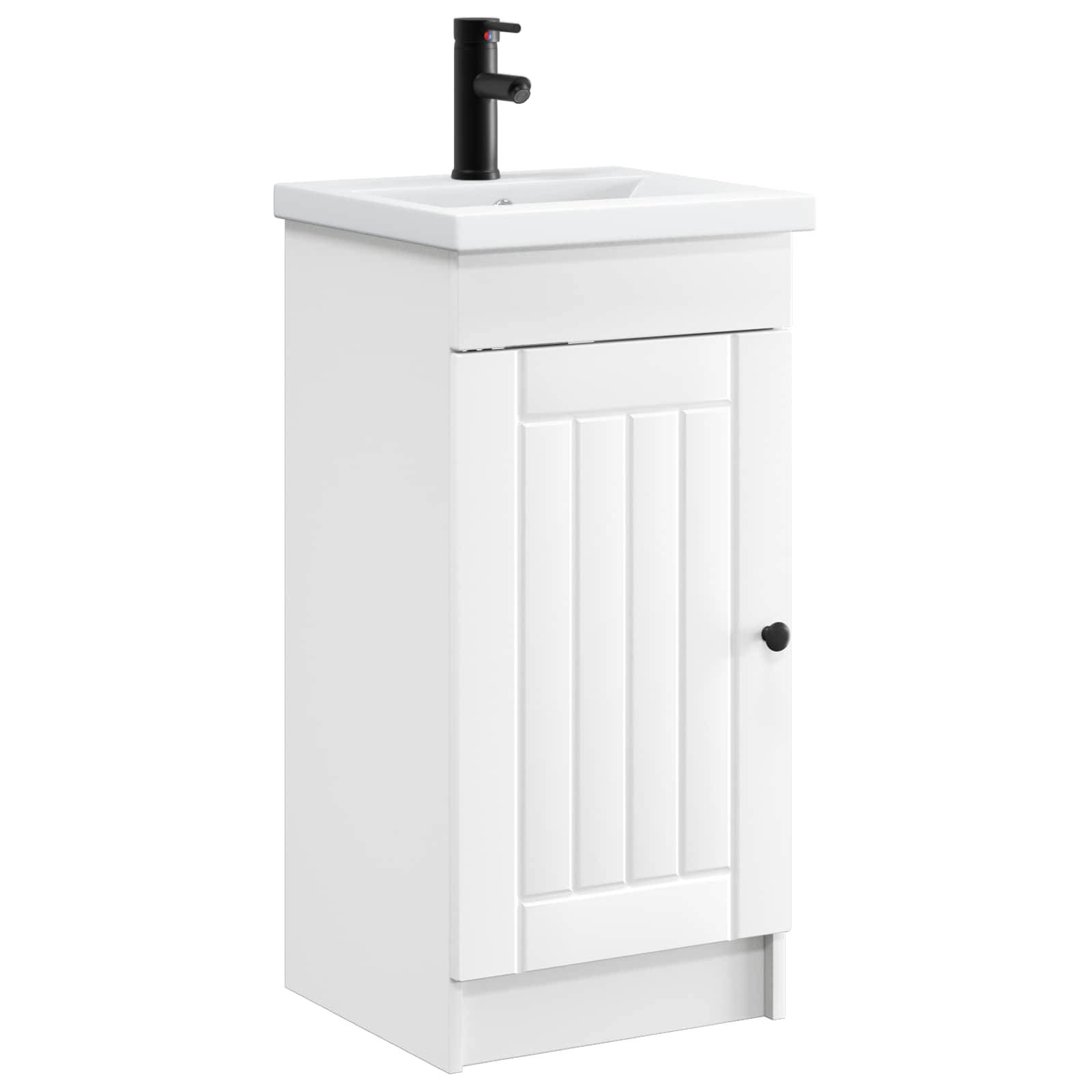 vidaXL Badezimmerschrank mit Waschbecken Weiß 42 x 40 x 84,5 cm