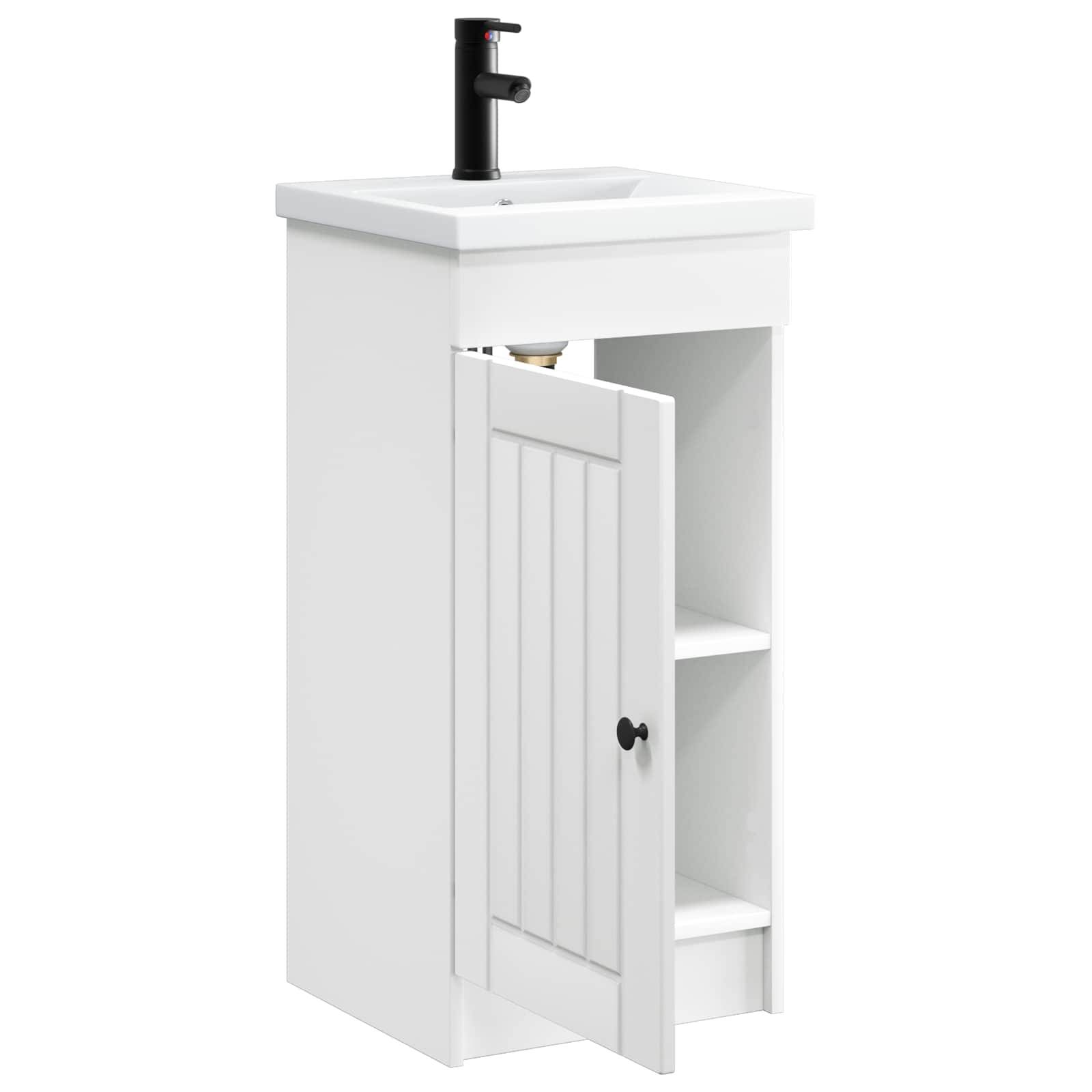 vidaXL Badezimmerschrank mit Waschbecken Weiß 42 x 40 x 84,5 cm