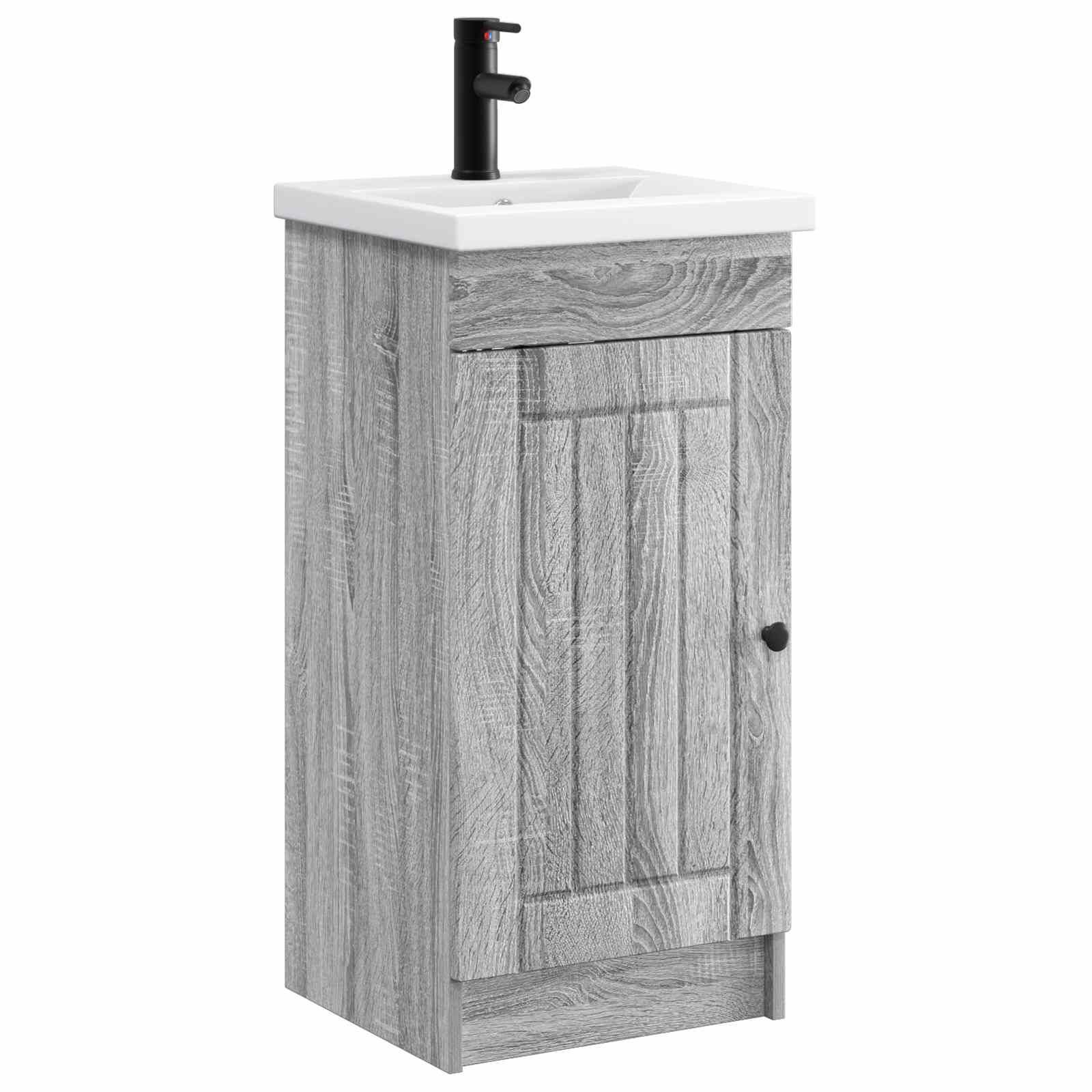 vidaXL Badezimmerschrank mit Waschbecken Grau Sonoma 42 x 40 x 84,5 cm