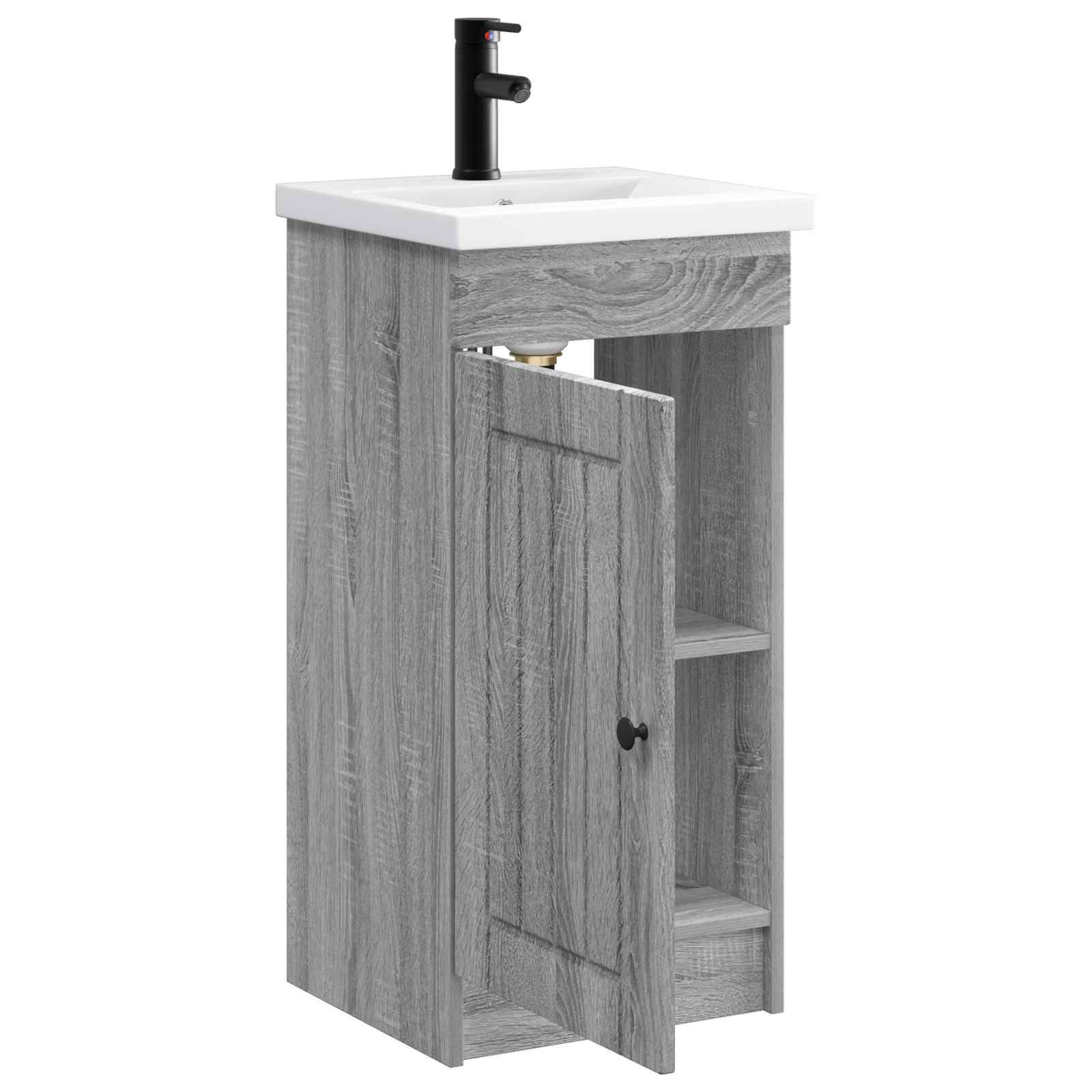 vidaXL Badezimmerschrank mit Waschbecken Grau Sonoma 42 x 40 x 84,5 cm