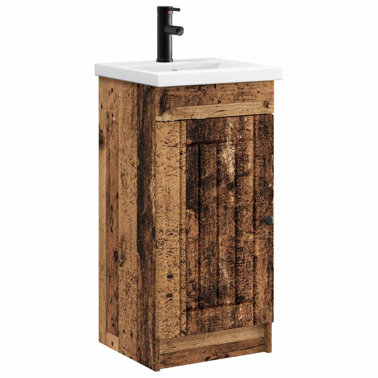 vidaXL Badezimmerschrank mit Waschbecken Altholz 42 x 40 x 84,5 cm