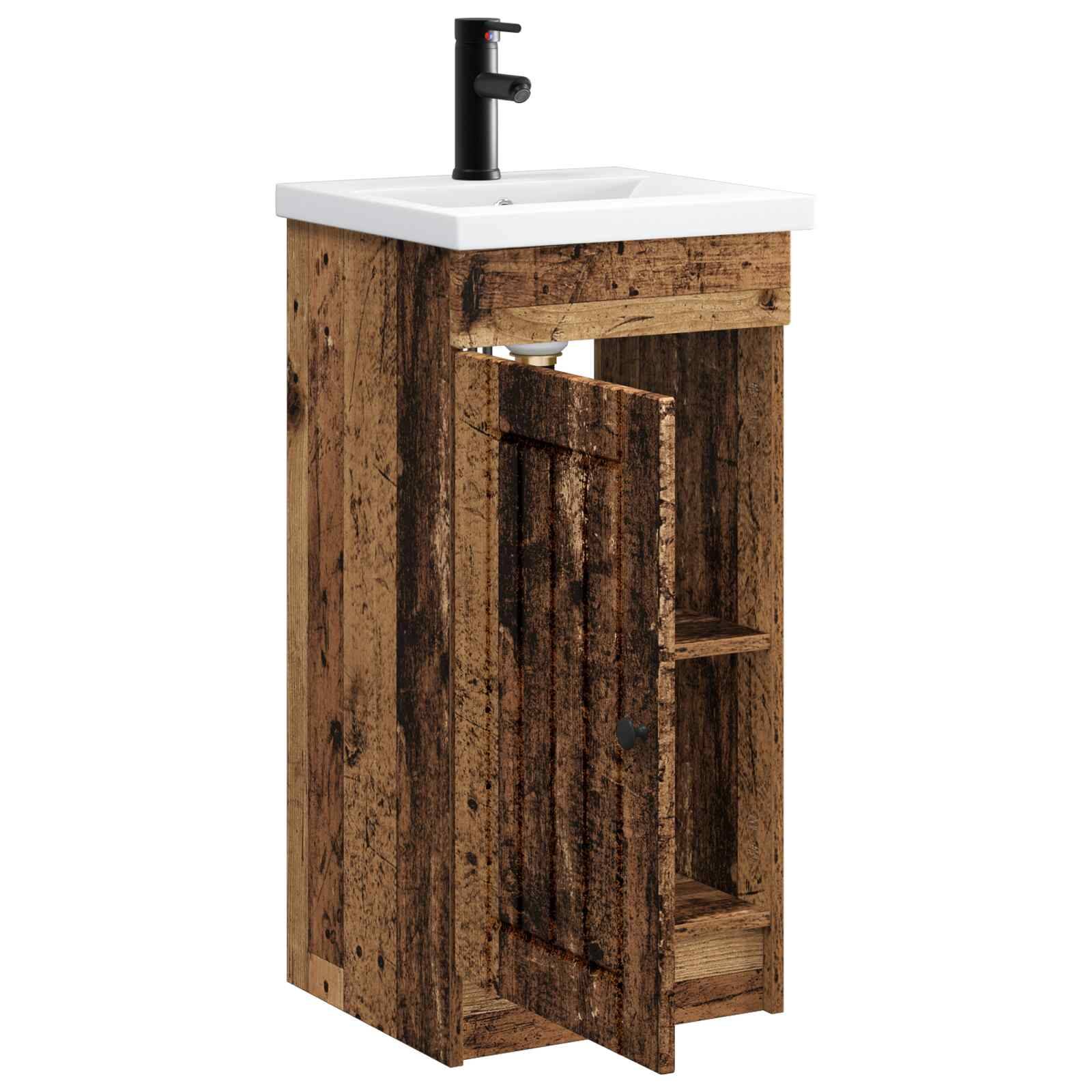 vidaXL Badezimmerschrank mit Waschbecken Altholz 42 x 40 x 84,5 cm