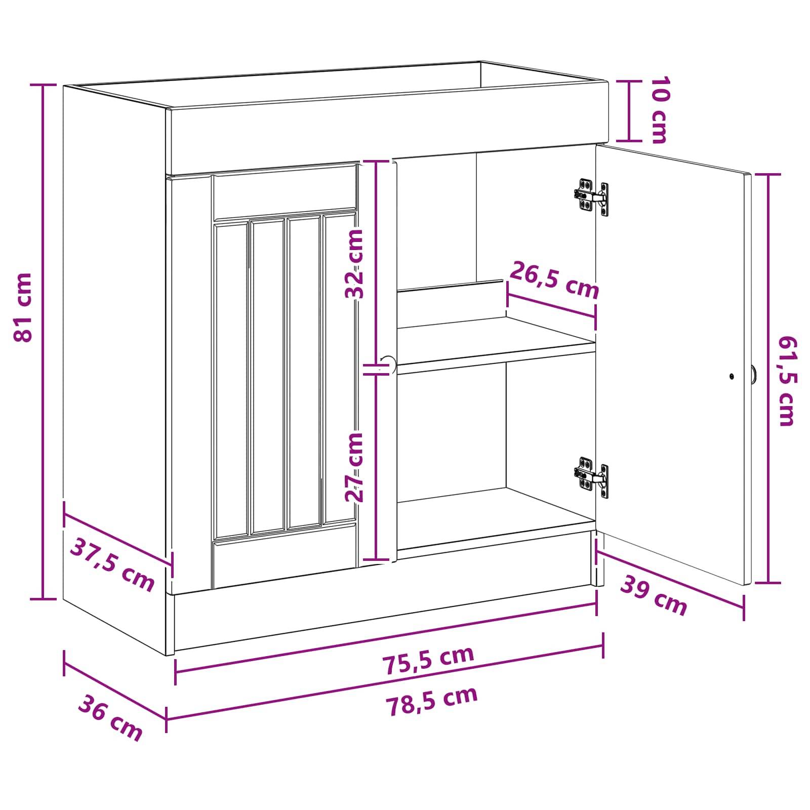 vidaXL Unter dem Waschbecken Badschrank Weiß 78,5 x 37,5 x 81 cm