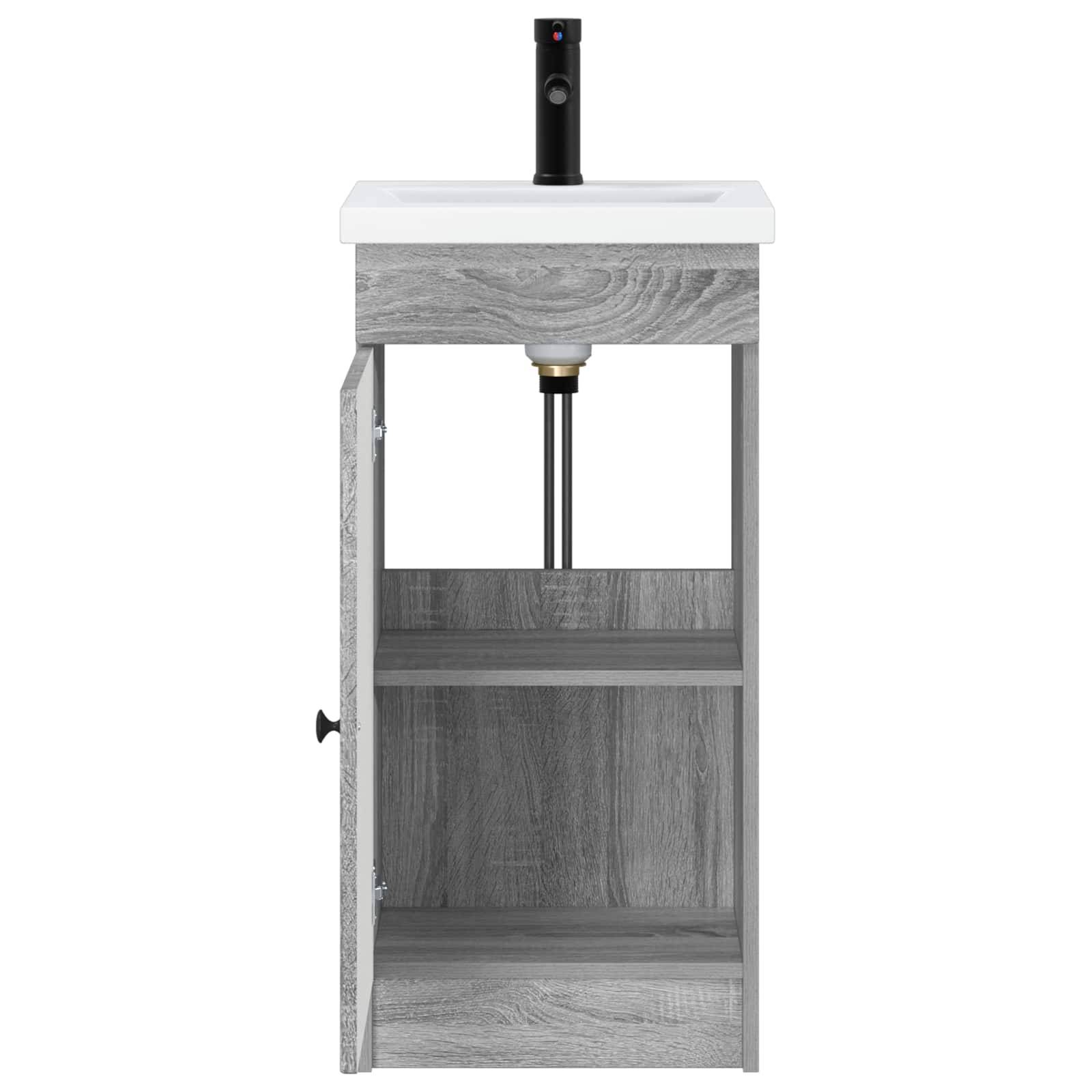 vidaXL Badezimmerschrank mit Waschbecken Grau Sonoma 42 x 40 x 84,5 cm