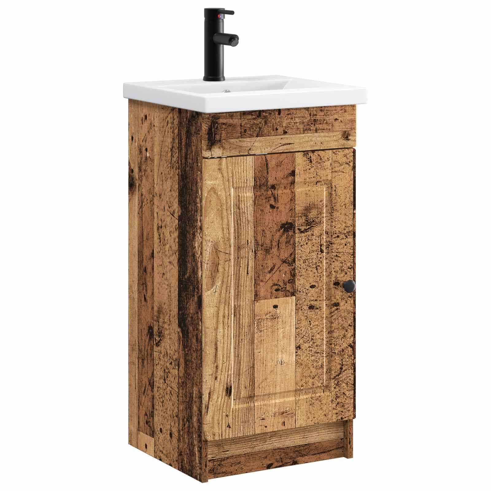 vidaXL Badezimmerschrank mit Waschbecken Altholz 42 x 40 x 84,5 cm
