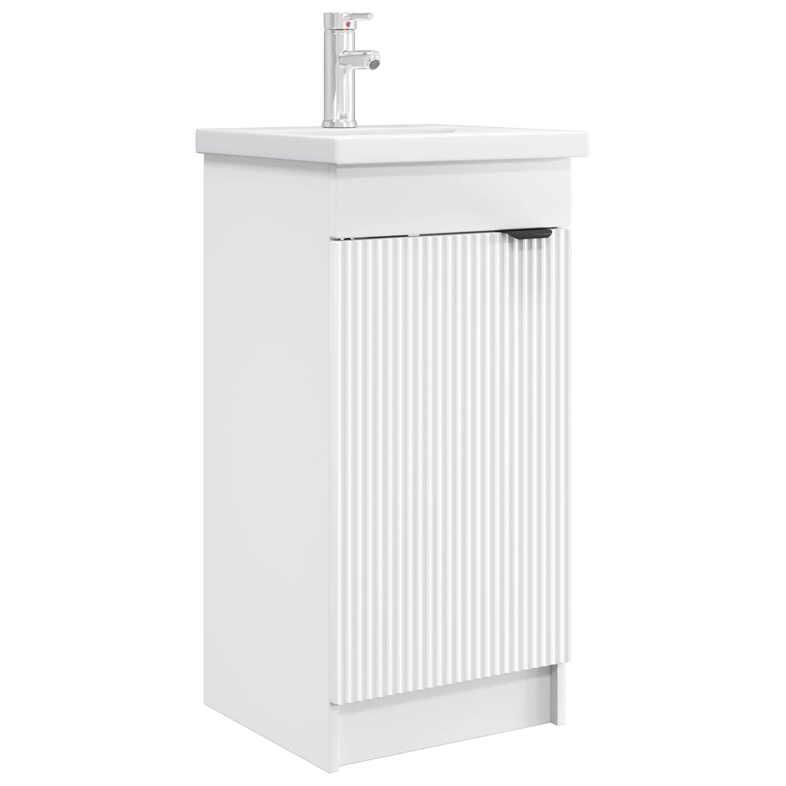 vidaXL Badezimmerschrank mit Waschbecken Weiß 42 x 40 x 84,5 cm