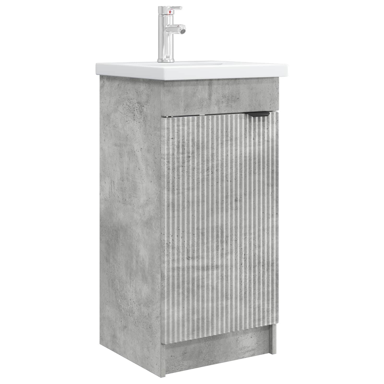 vidaXL Badezimmerschrank mit Waschbecken Betongrau 42 x 40 x 84,5 cm