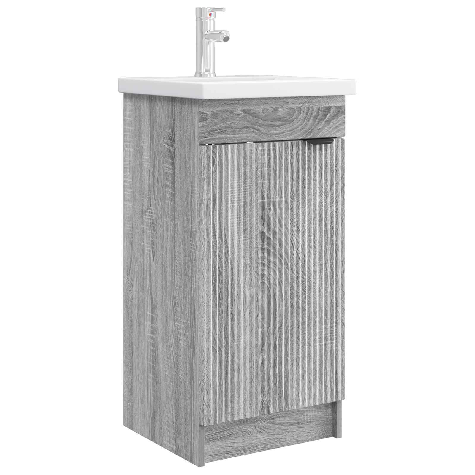 vidaXL Badezimmerschrank mit Waschbecken Grau Sonoma 42 x 40 x 84,5 cm