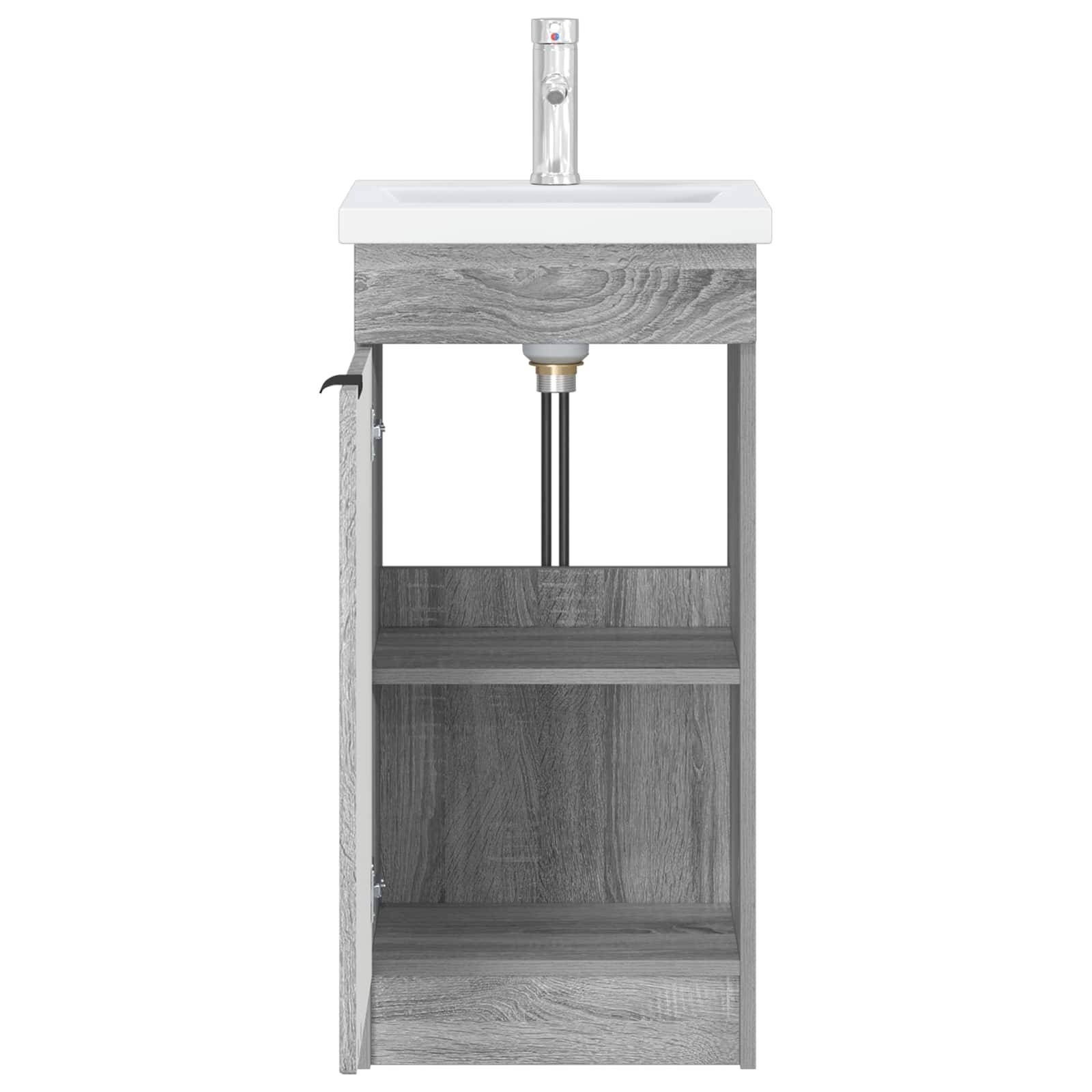 vidaXL Badezimmerschrank mit Waschbecken Grau Sonoma 42 x 40 x 84,5 cm