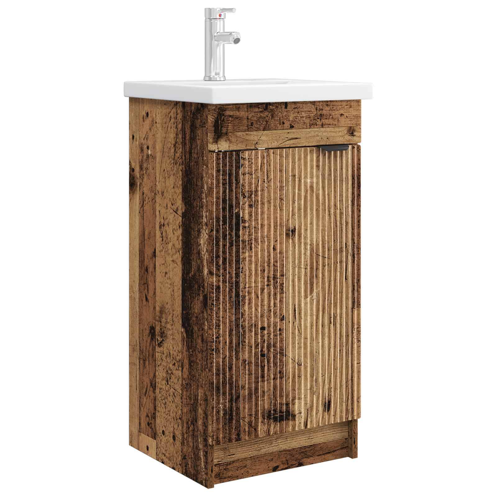 vidaXL Badezimmerschrank mit Waschbecken Altholz 42 x 40 x 84,5 cm