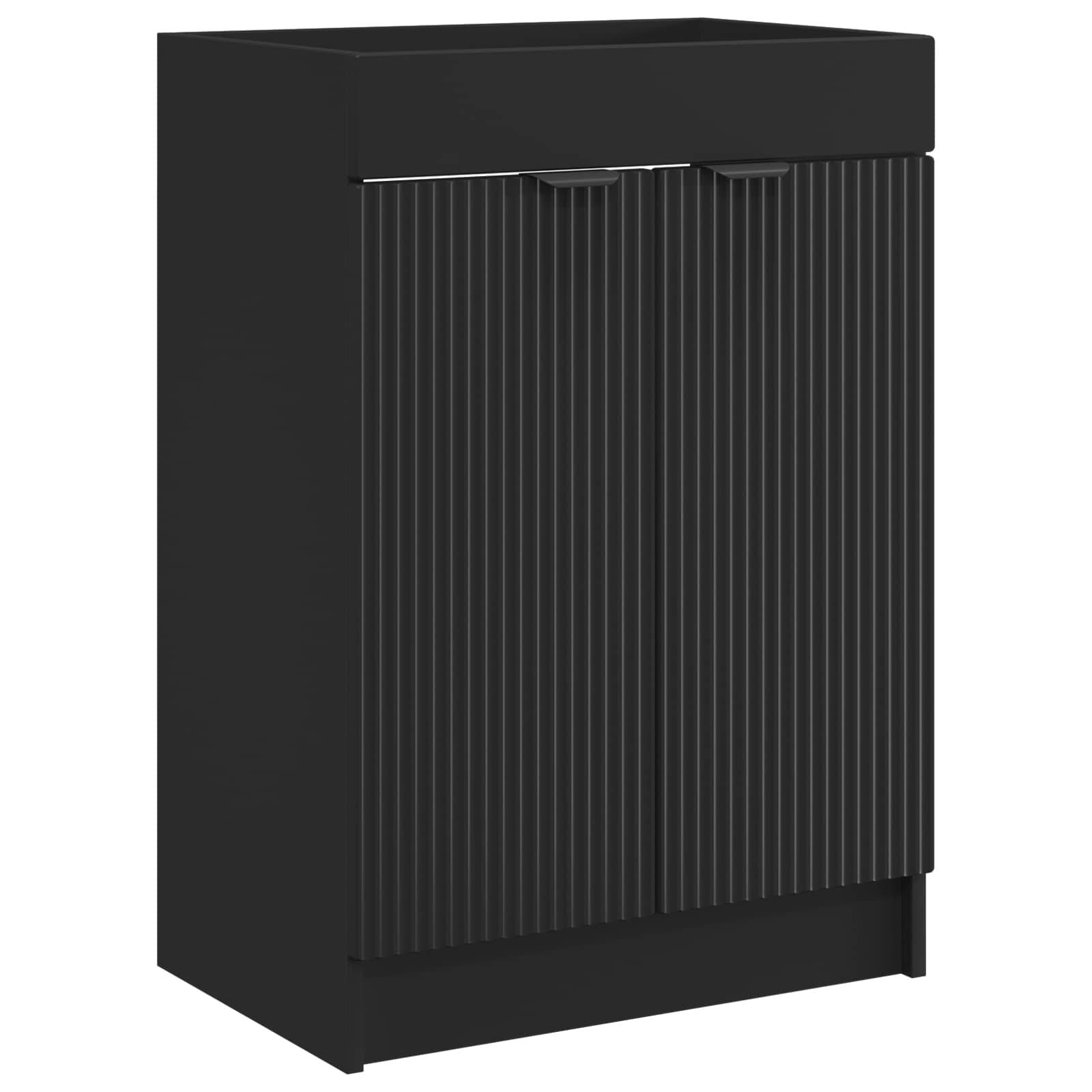 vidaXL Unter dem Waschbecken Badschrank Schwarz 56 x 37,5 x 81 cm