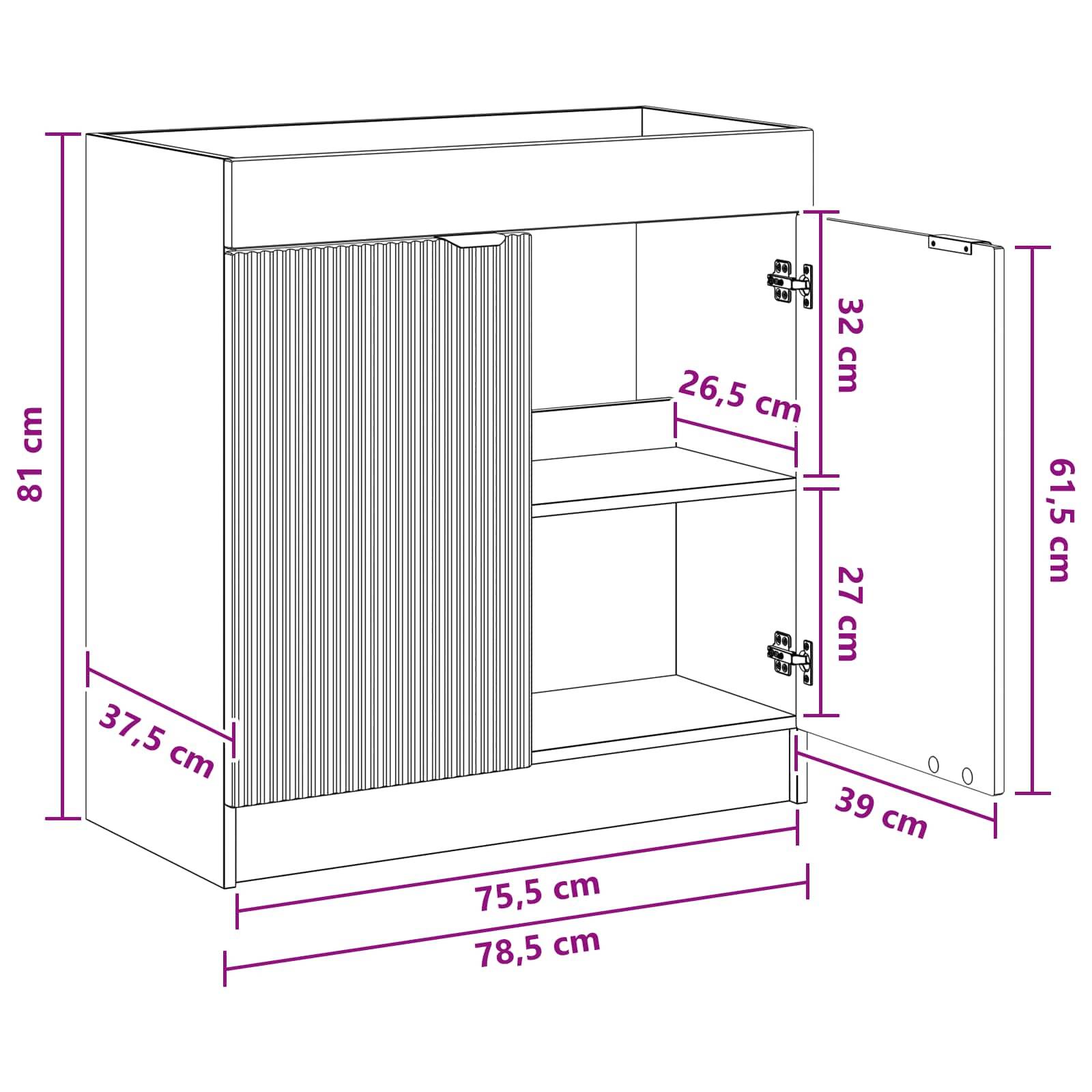 vidaXL Unter dem Waschbecken Badschrank Weiß 78,5 x 37,5 x 81 cm