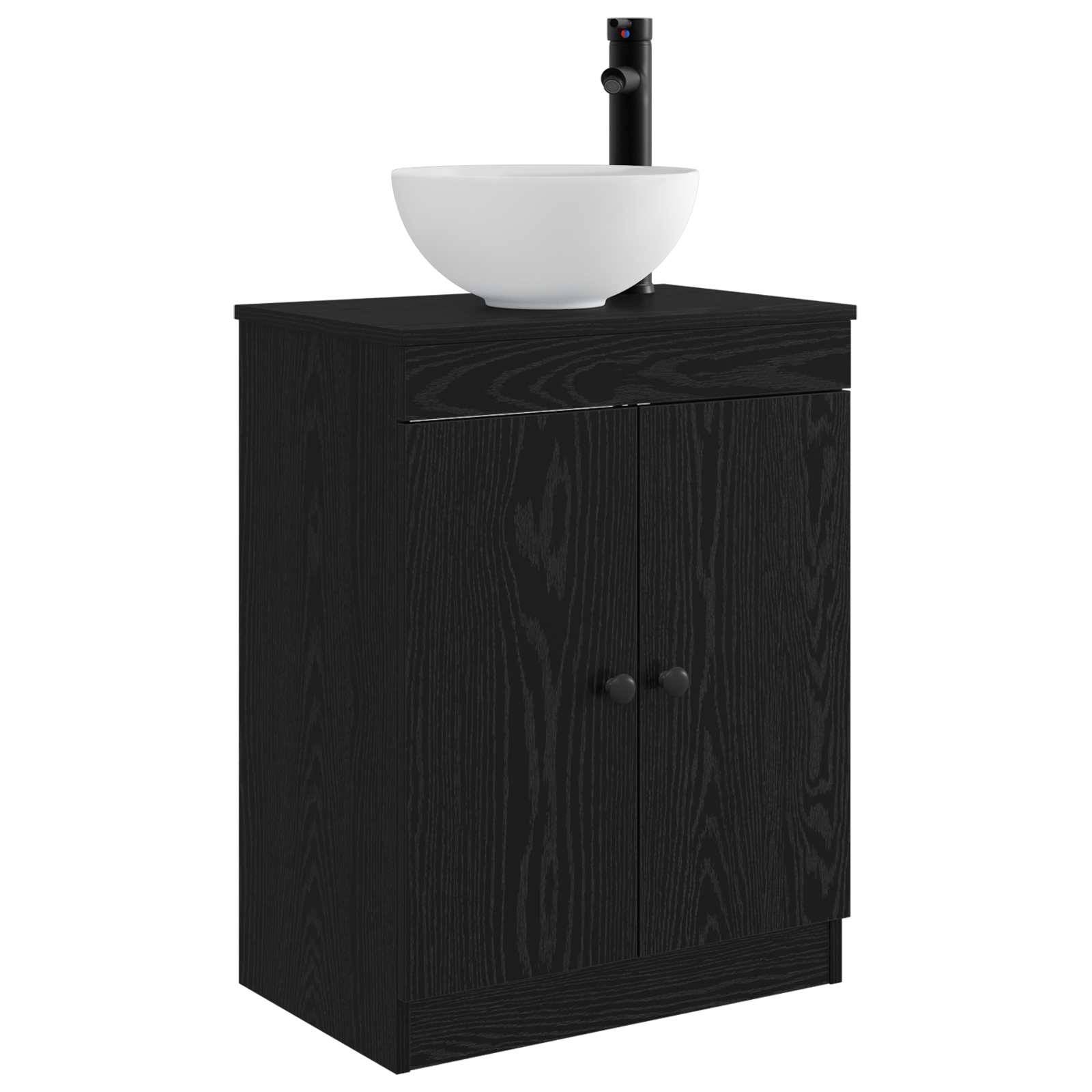 vidaXL Badezimmerschrank mit Waschbecken Schwarz 54 x 35 x 83 cm