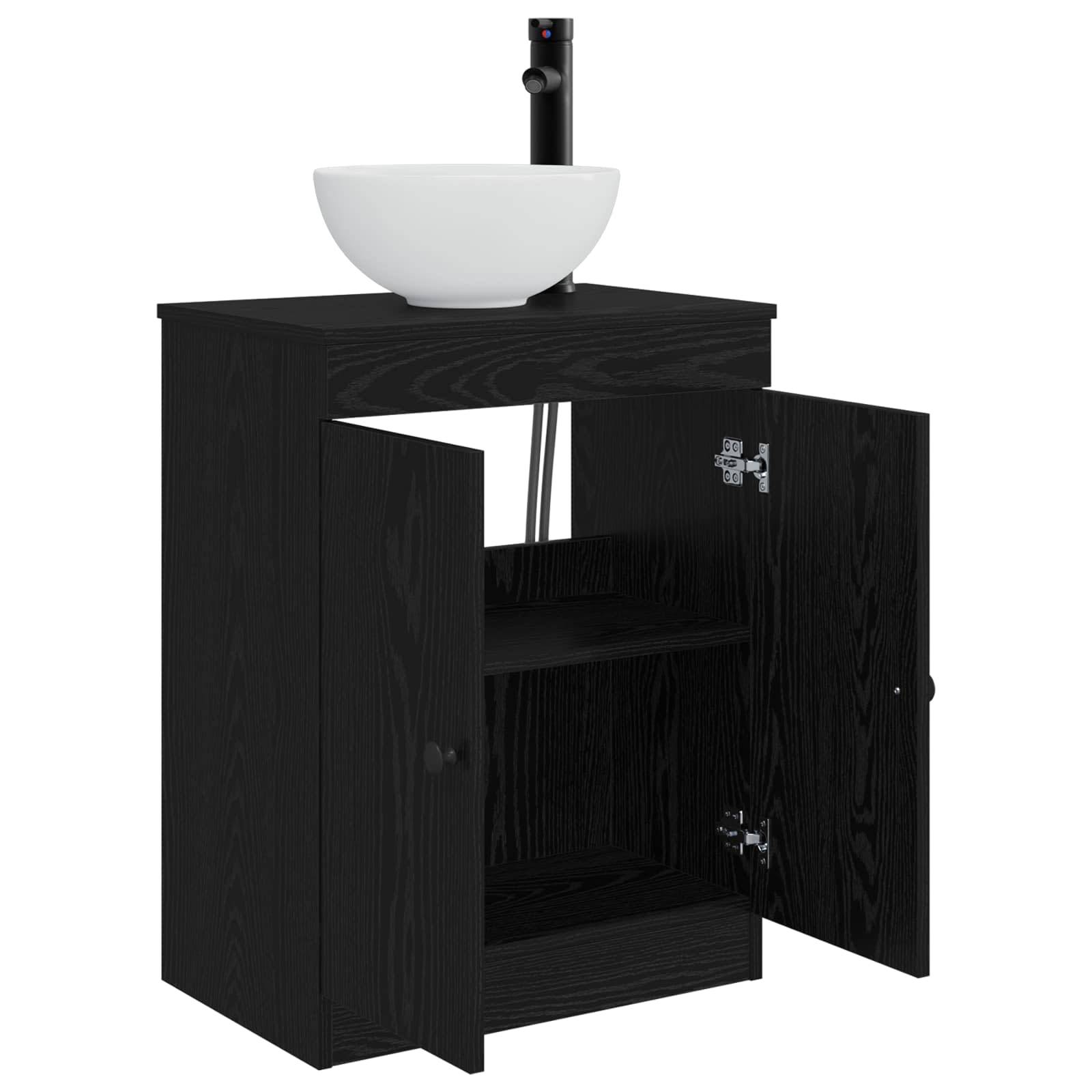 vidaXL Badezimmerschrank mit Waschbecken Schwarz 54 x 35 x 83 cm
