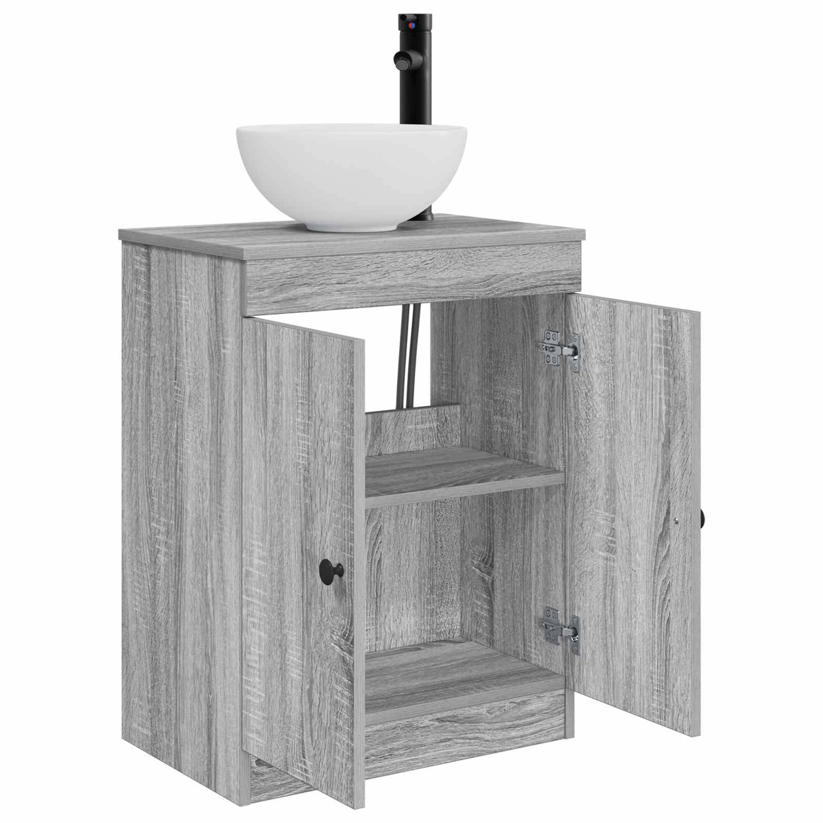 vidaXL Badezimmerschrank mit Waschbecken Grau Sonoma 54 x 35 x 83 cm