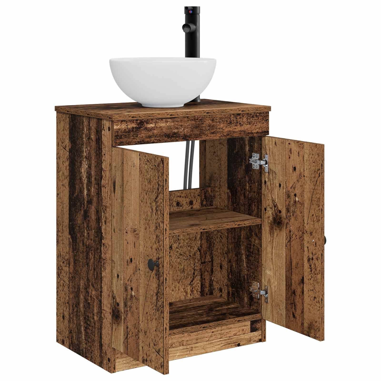 vidaXL Badezimmerschrank mit Waschbecken Altholz 54 x 35 x 83 cm