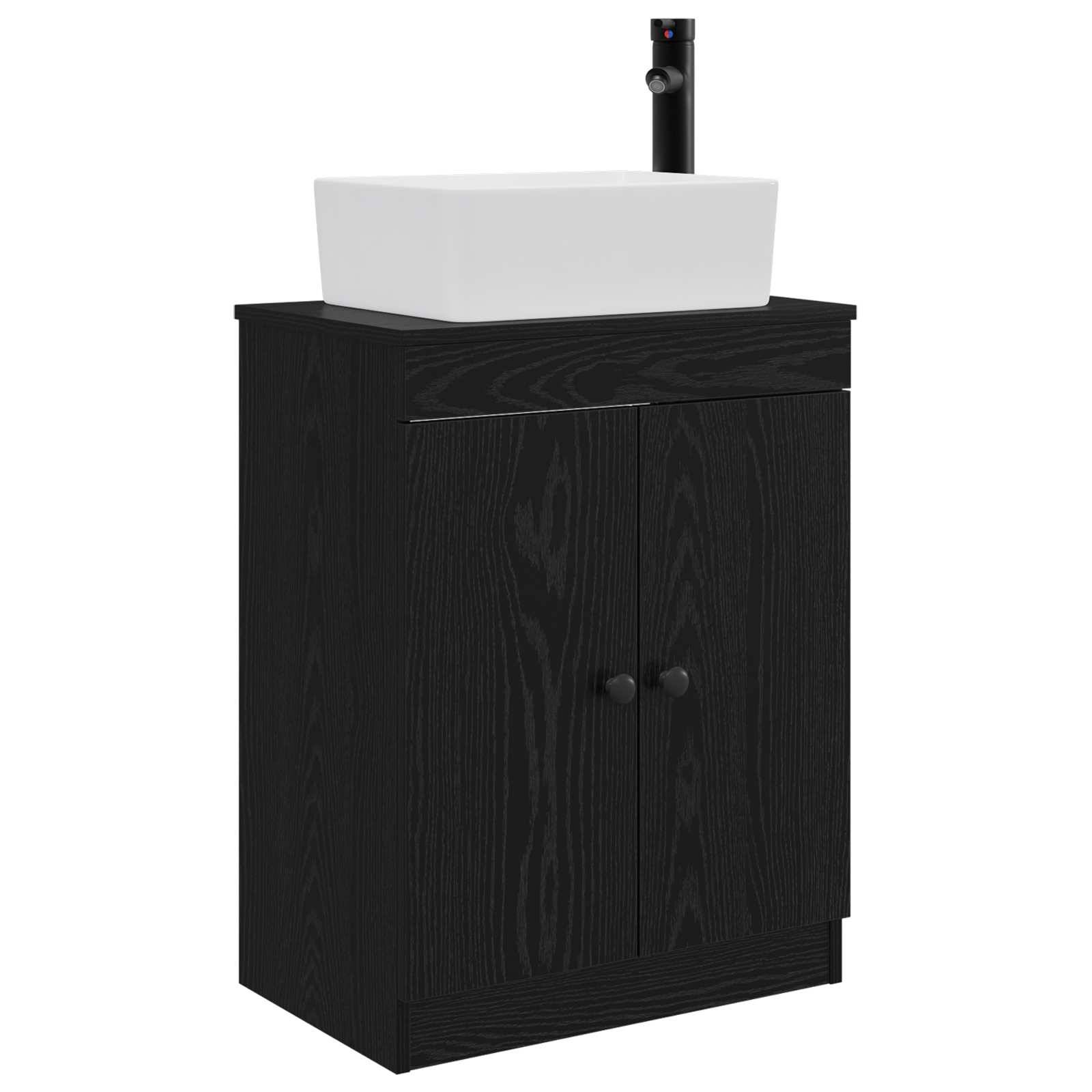 vidaXL Badezimmerschrank mit Waschbecken Schwarz 54 x 35 x 83 cm