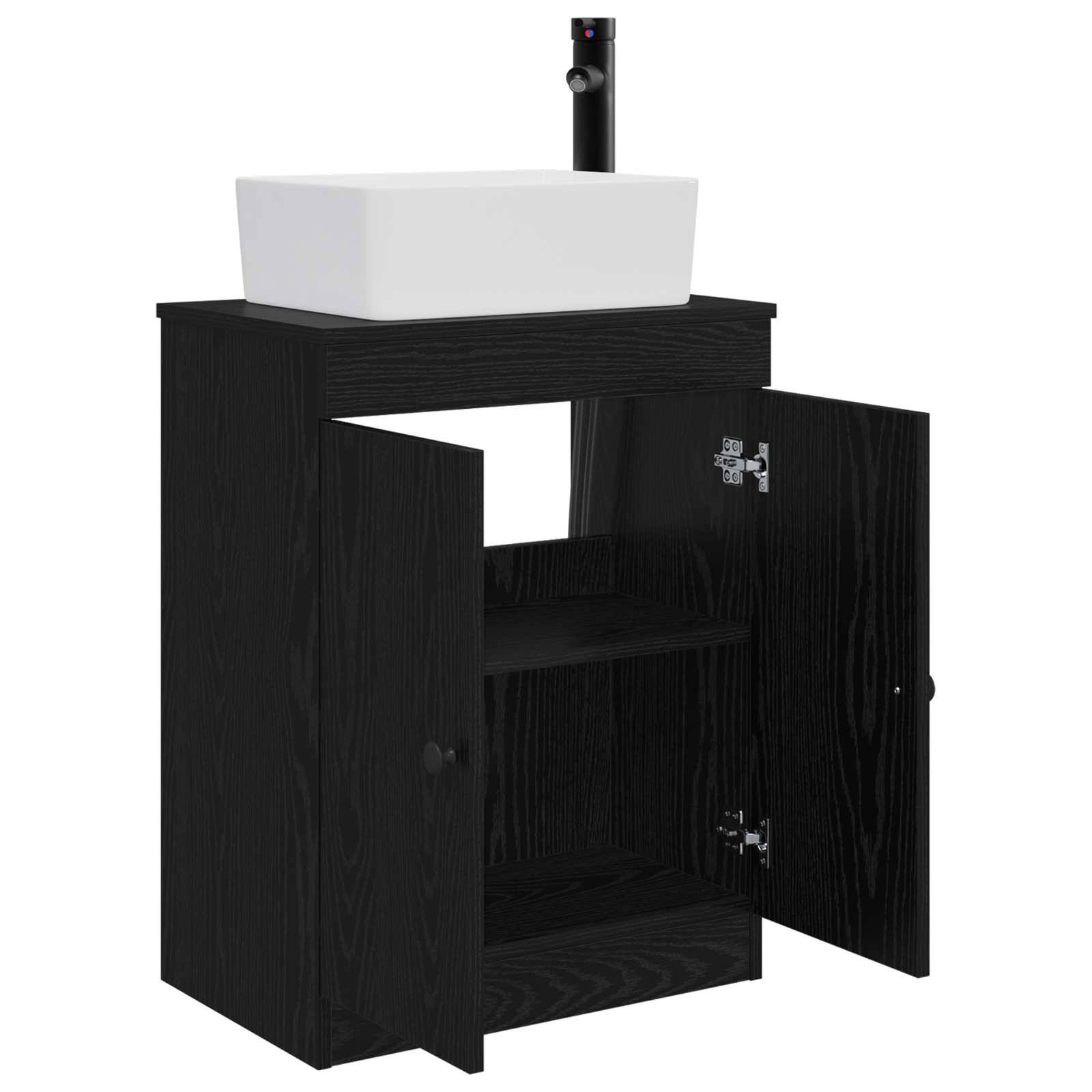 vidaXL Badezimmerschrank mit Waschbecken Schwarz 54 x 35 x 83 cm