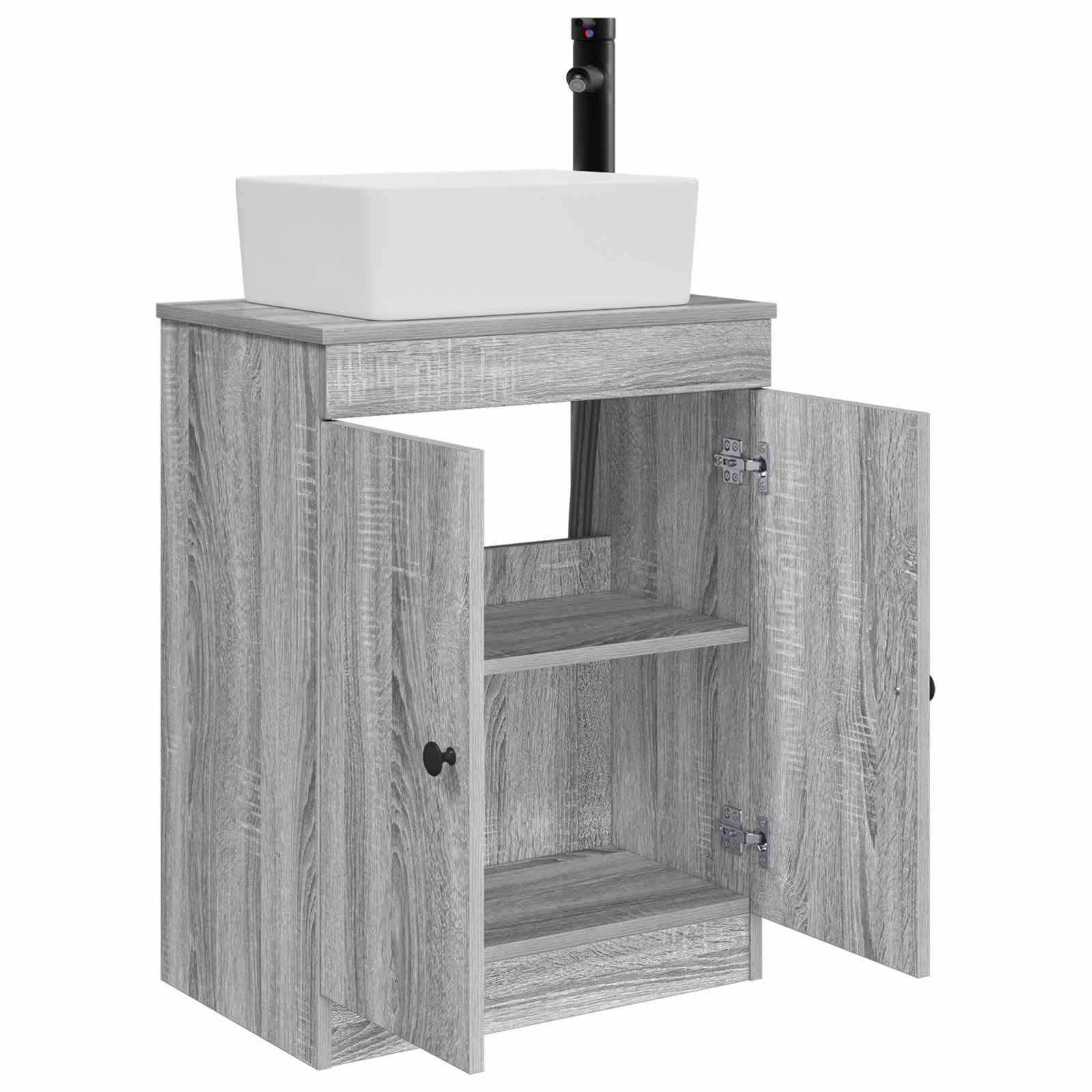 vidaXL Badezimmerschrank mit Waschbecken Grau Sonoma 54 x 35 x 83 cm