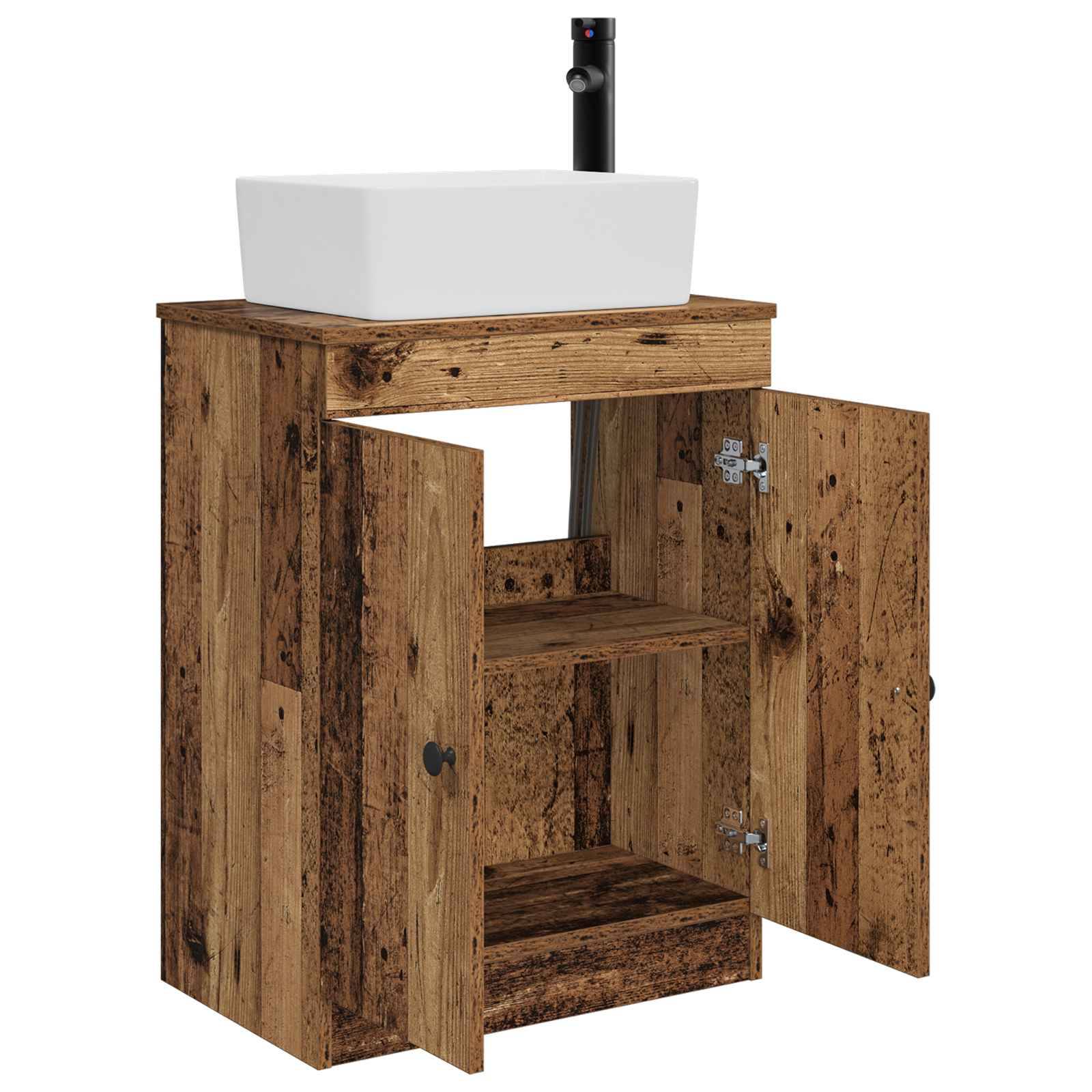 vidaXL Badezimmerschrank mit Waschbecken Altholz 54 x 35 x 83 cm