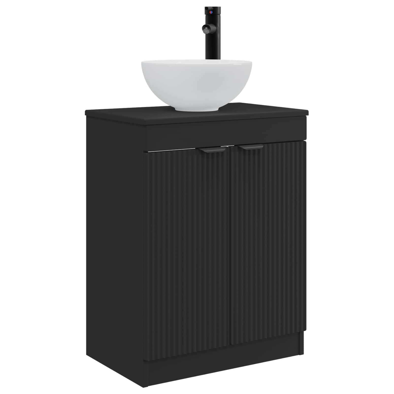 vidaXL Badezimmerschrank mit Waschbecken Schwarz 54 x 35 x 83 cm
