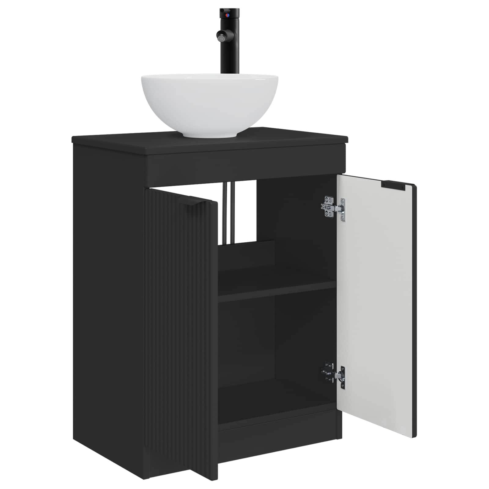 vidaXL Badezimmerschrank mit Waschbecken Schwarz 54 x 35 x 83 cm