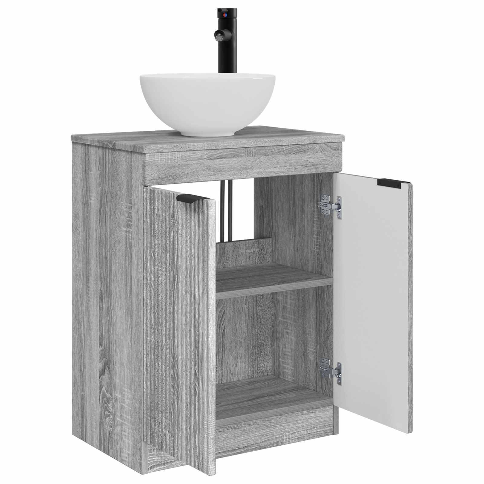 vidaXL Badezimmerschrank mit Waschbecken Grau Sonoma 54 x 35 x 83 cm