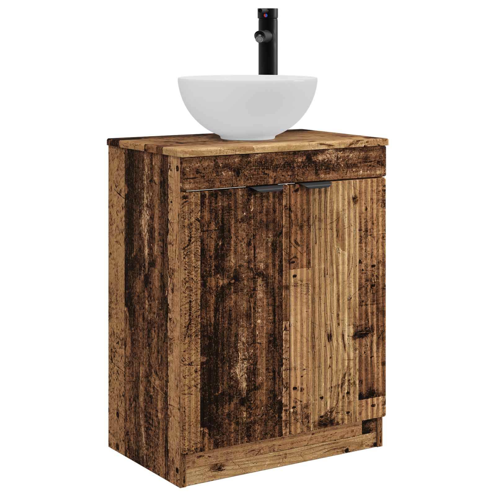 vidaXL Badezimmerschrank mit Waschbecken Altholz 54 x 35 x 83 cm