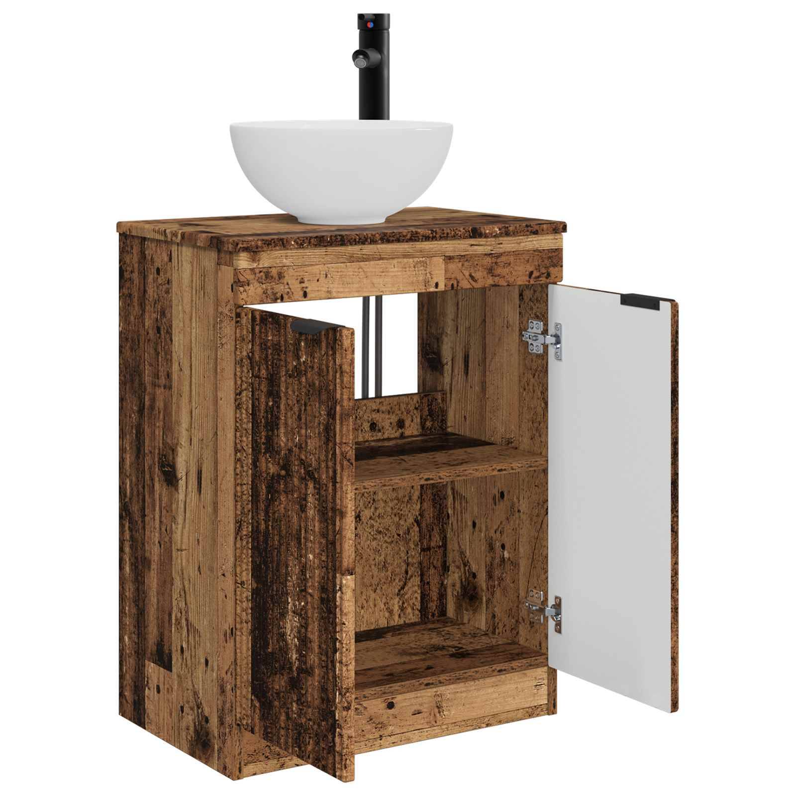 vidaXL Badezimmerschrank mit Waschbecken Altholz 54 x 35 x 83 cm