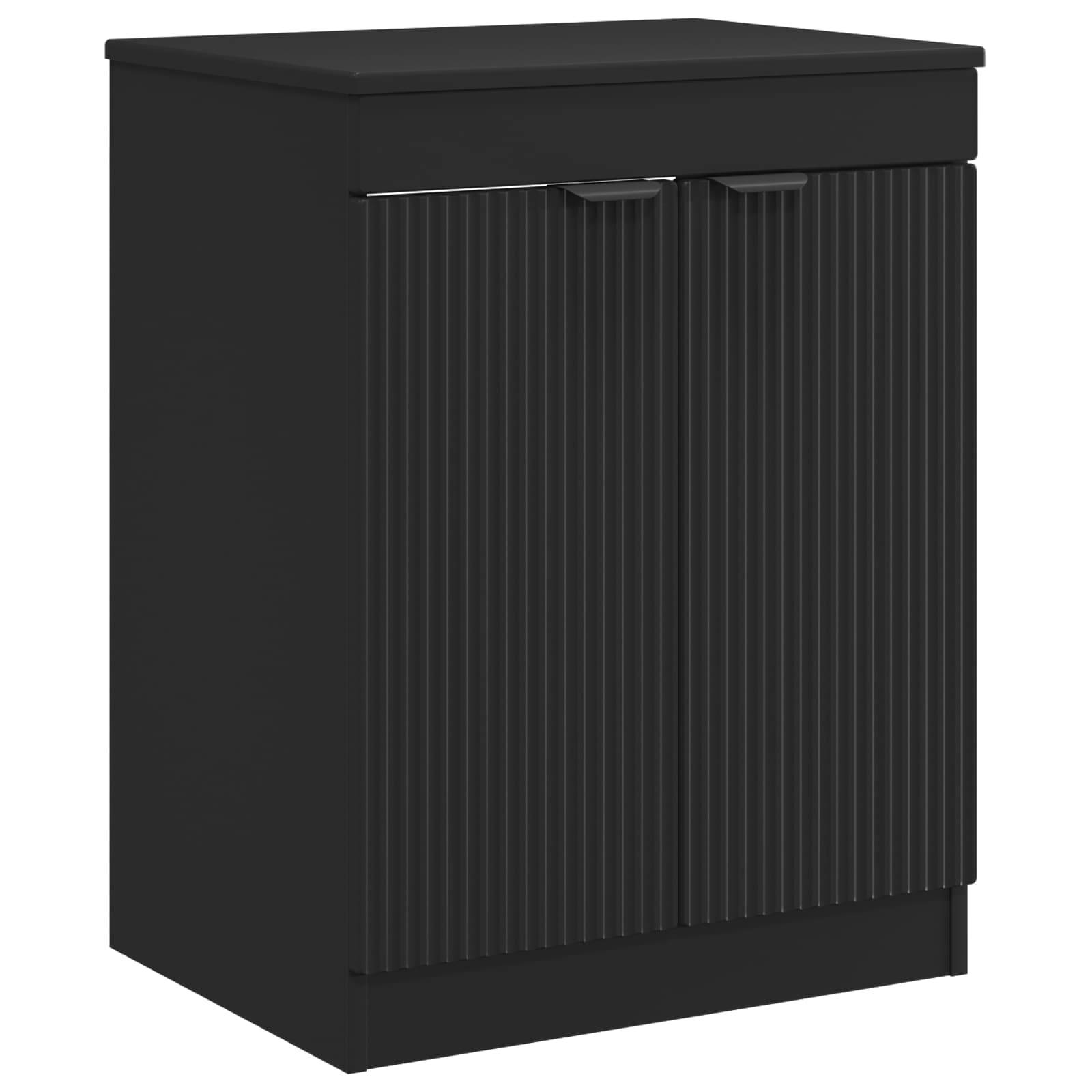 vidaXL Badezimmermöbel-Set Schwarz Holzwerkstoff