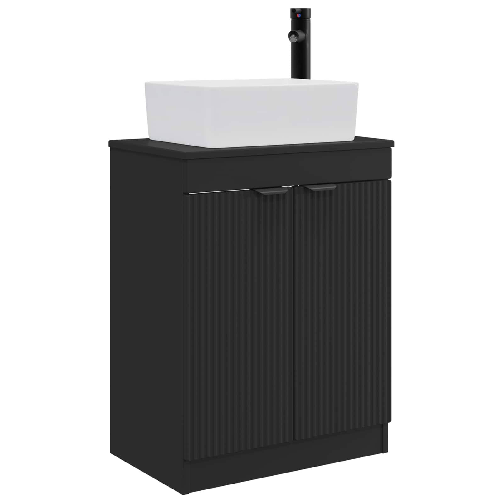 vidaXL Badezimmerschrank mit Waschbecken Schwarz 54 x 35 x 83 cm