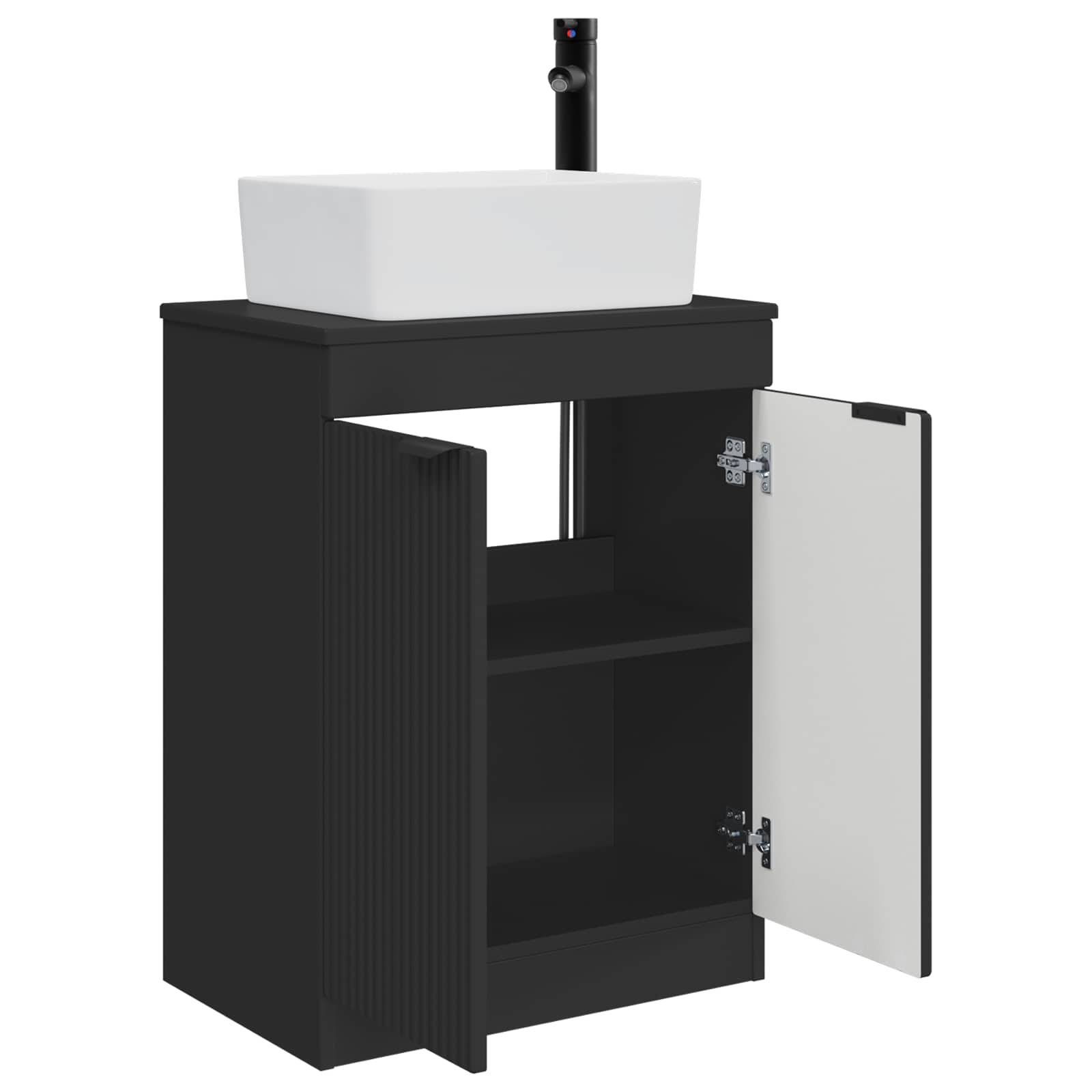 vidaXL Badezimmerschrank mit Waschbecken Schwarz 54 x 35 x 83 cm