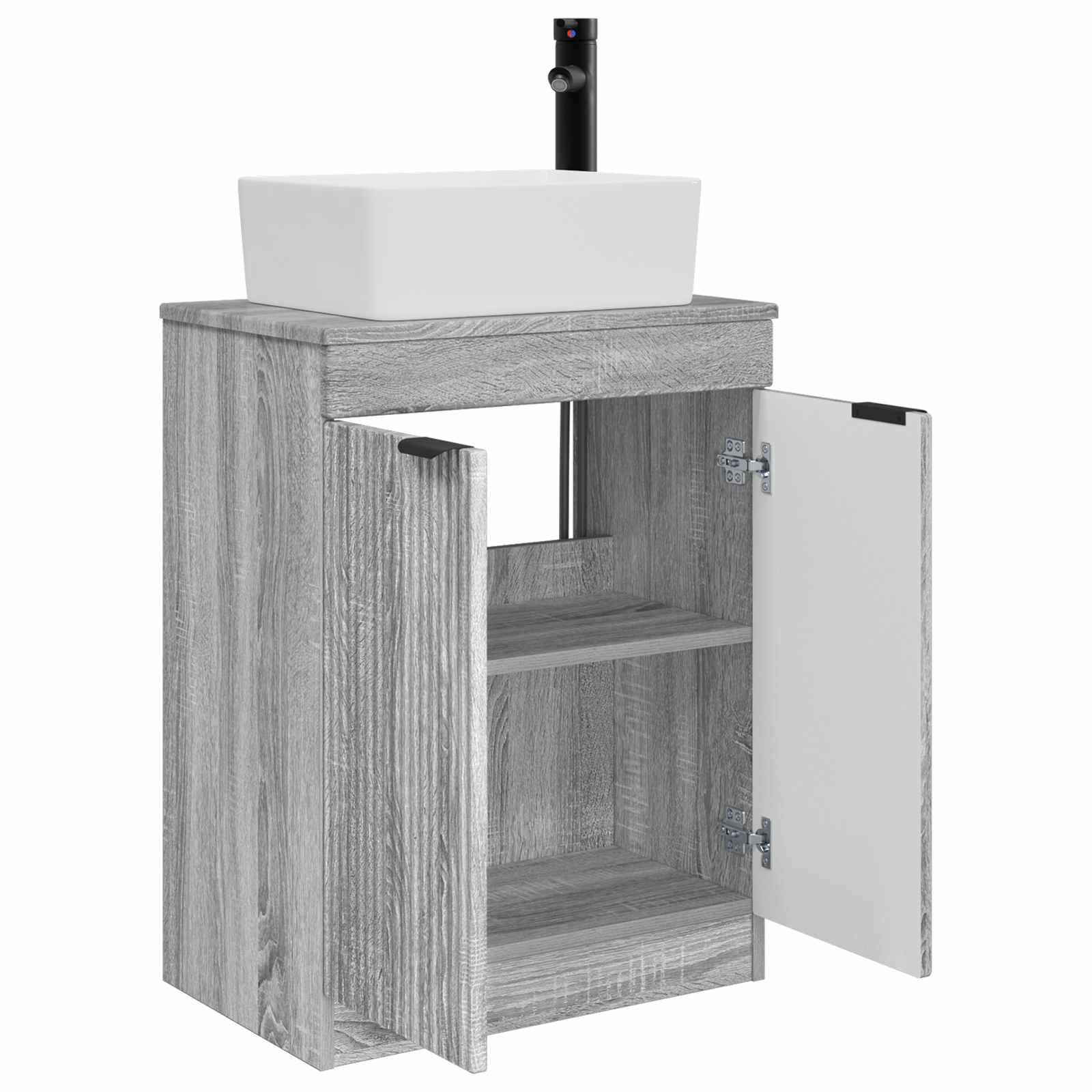vidaXL Badezimmerschrank mit Waschbecken Grau Sonoma 54 x 35 x 83 cm