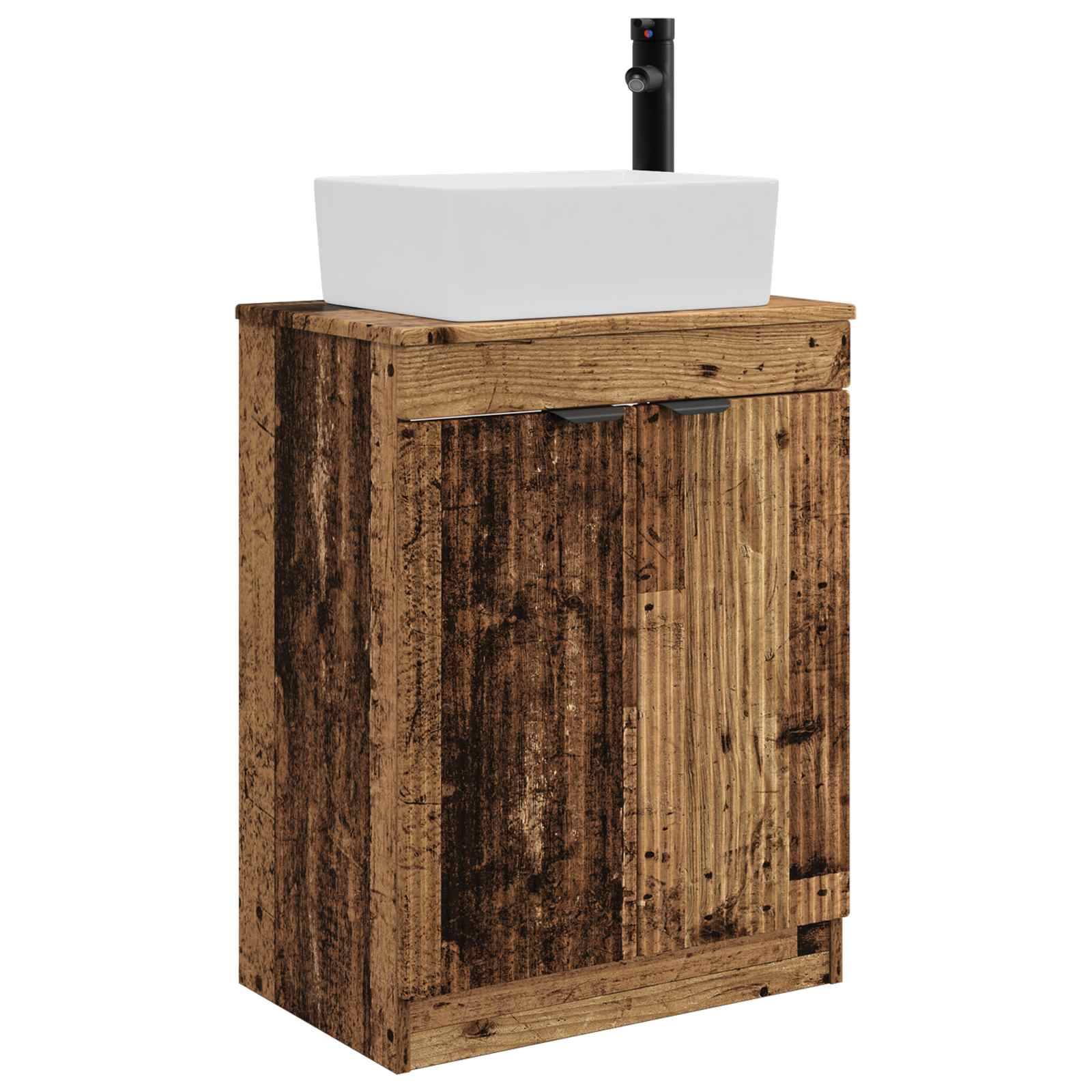 vidaXL Badezimmerschrank mit Waschbecken Altholz 54 x 35 x 83 cm