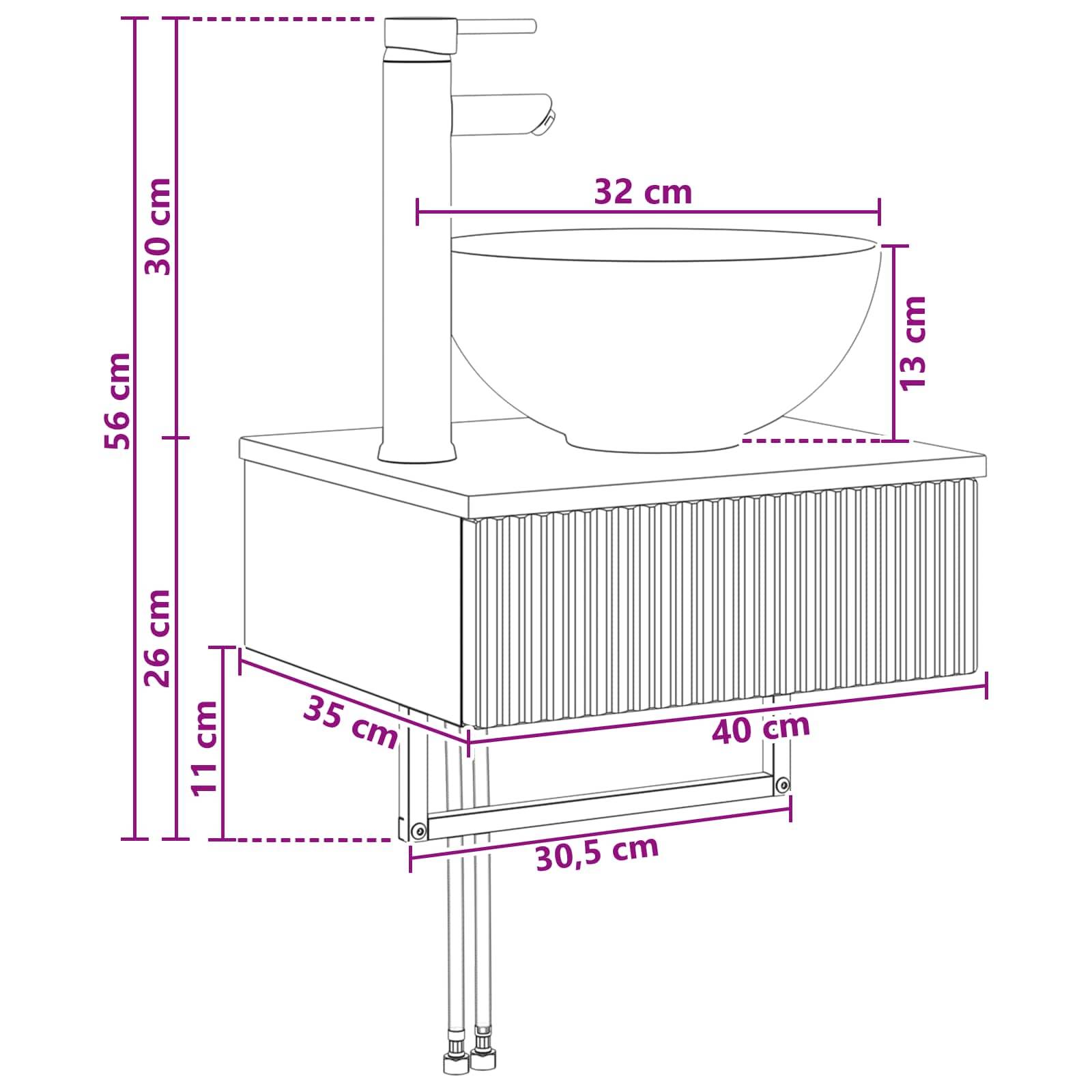 vidaXL Wandmontiertes Waschbecken Weiß 40 x 35 x 39 cm Holzwerkstoff