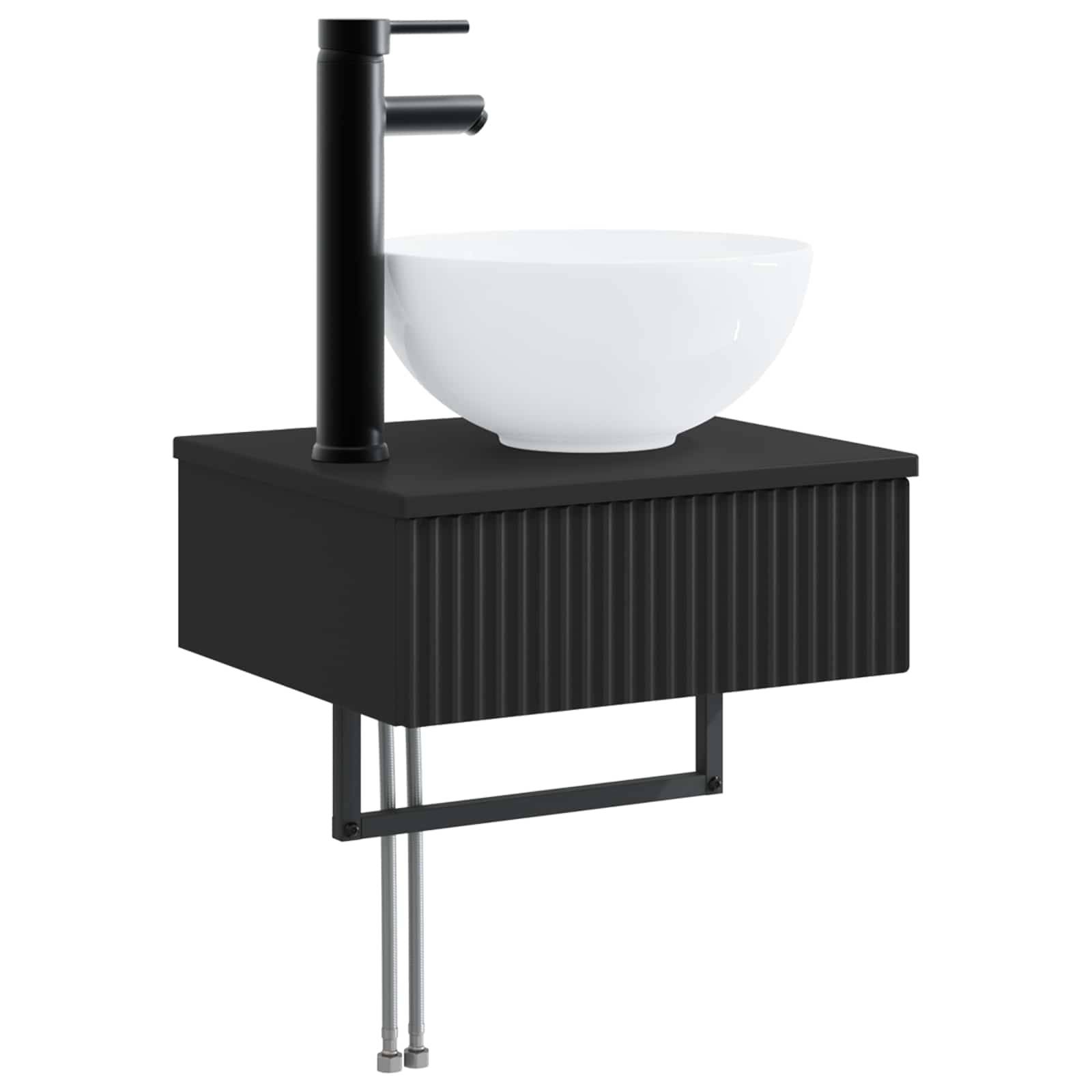 vidaXL Wandmontiertes Waschbecken Schwarz 40 x 35 x 39 cm