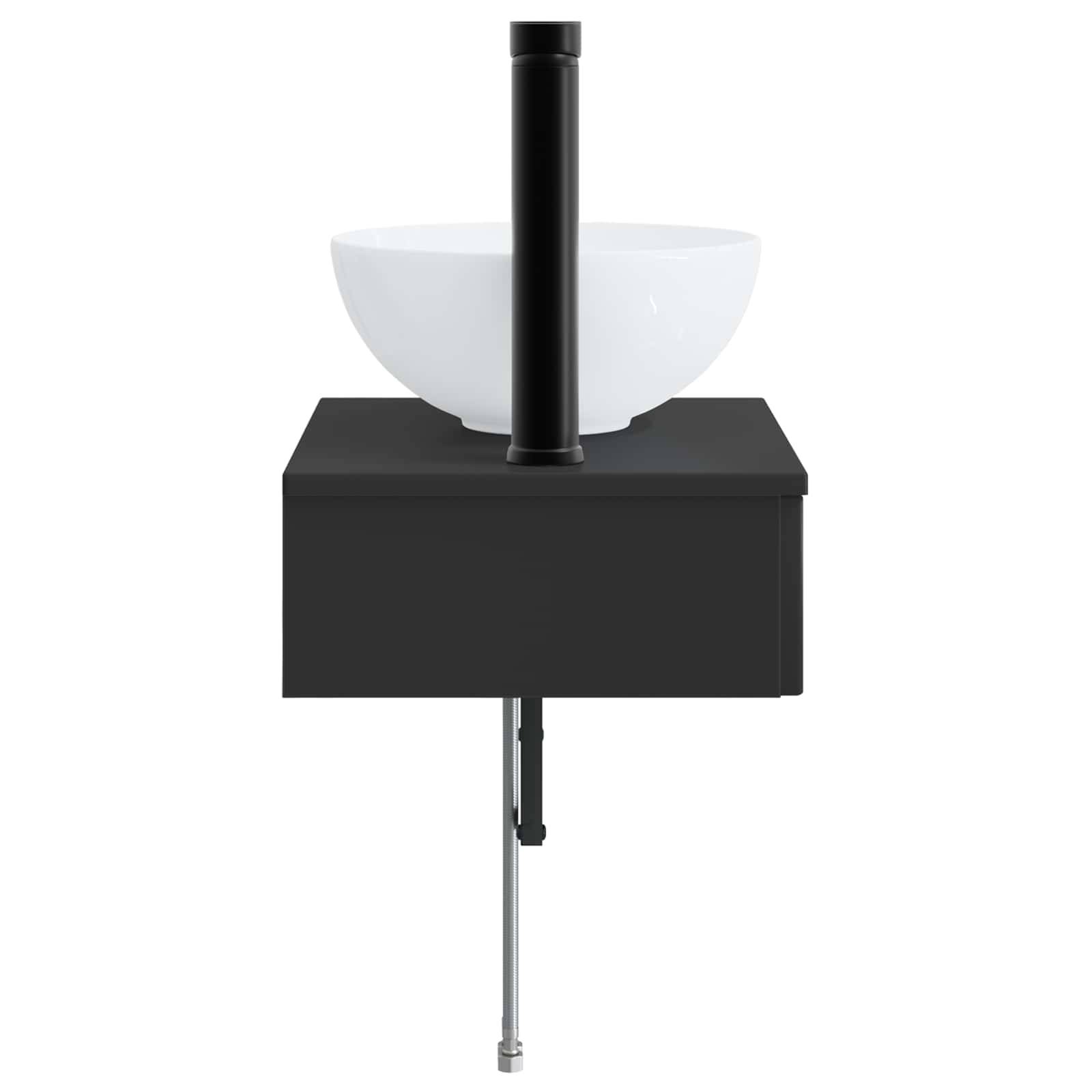 vidaXL Wandmontiertes Waschbecken Schwarz 40 x 35 x 39 cm