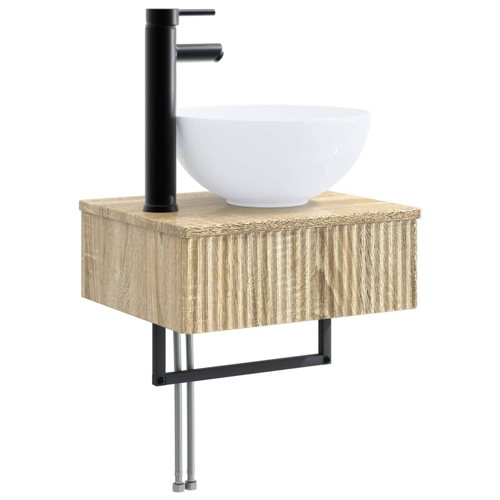 vidaXL Wandmontiertes Waschbecken Sonoma-Eiche 40 x 35 x 39 cm