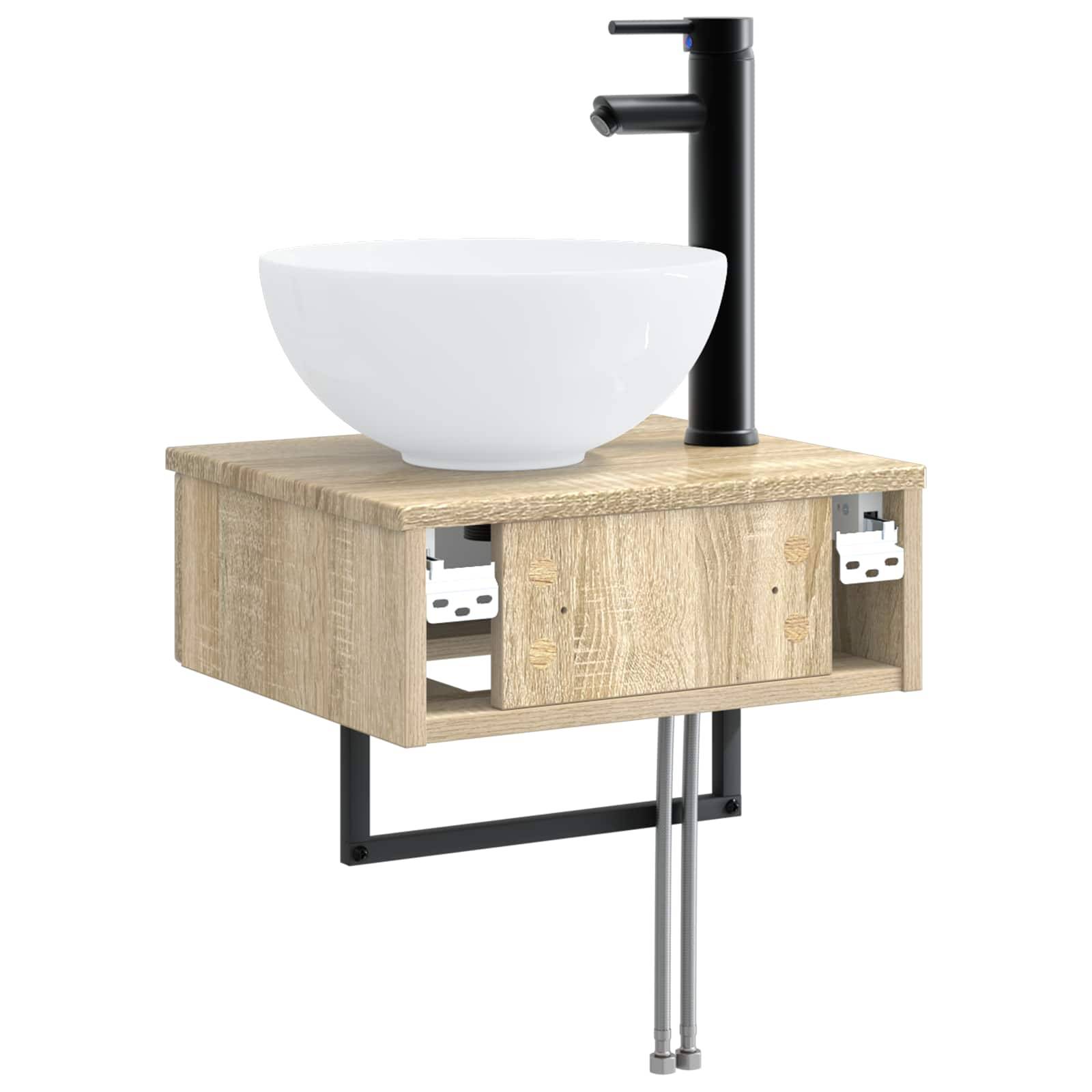 vidaXL Wandmontiertes Waschbecken Sonoma-Eiche 40 x 35 x 39 cm