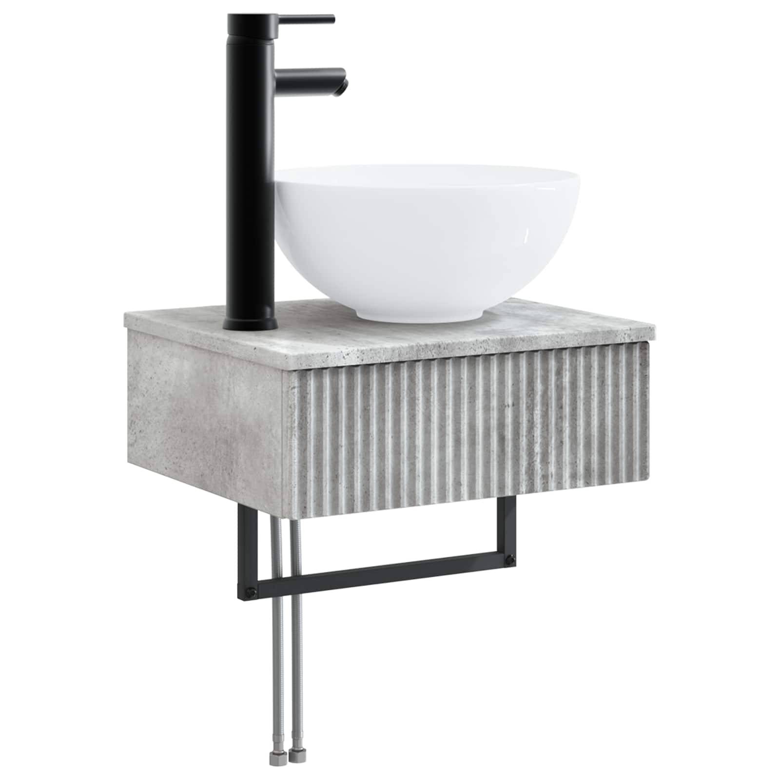 vidaXL Wandmontiertes Waschbecken Betongrau 40 x 35 x 39 cm