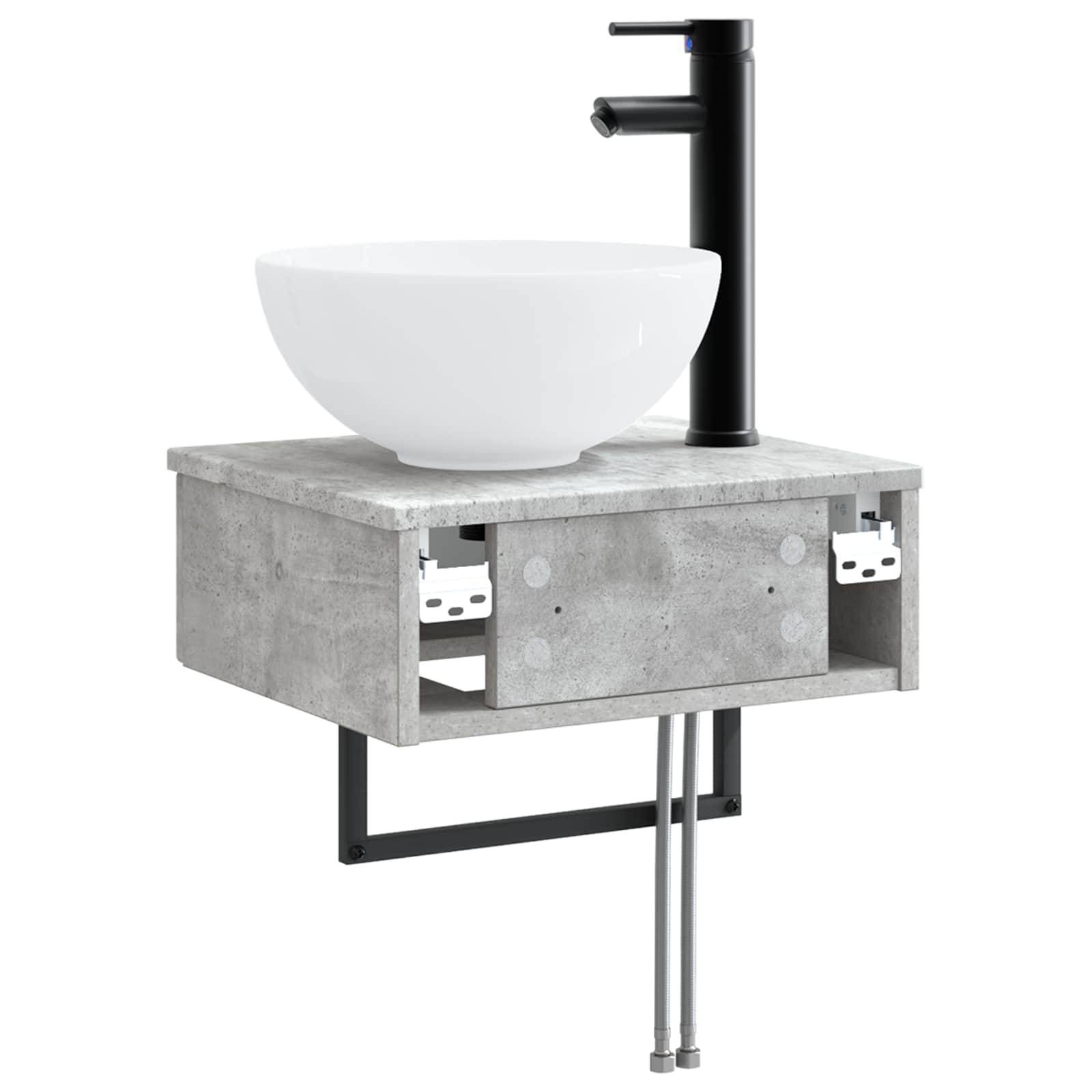 vidaXL Wandmontiertes Waschbecken Betongrau 40 x 35 x 39 cm