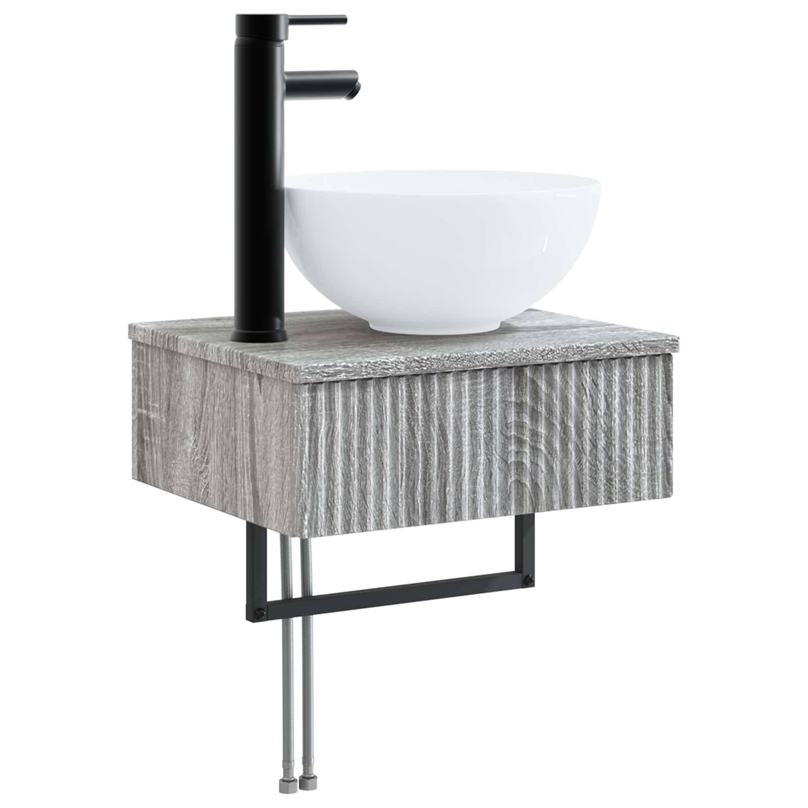 vidaXL Wandmontiertes Waschbecken Grau Sonoma 40 x 35 x 39 cm