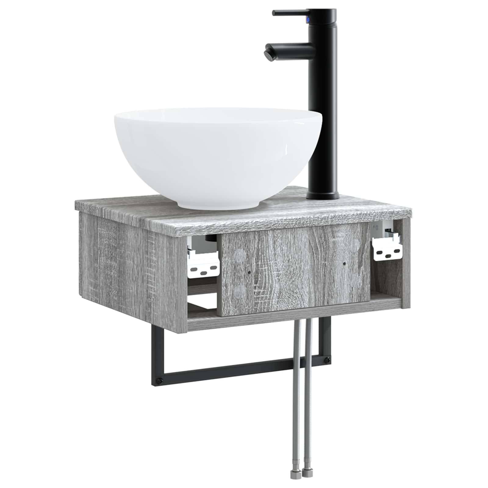 vidaXL Wandmontiertes Waschbecken Grau Sonoma 40 x 35 x 39 cm