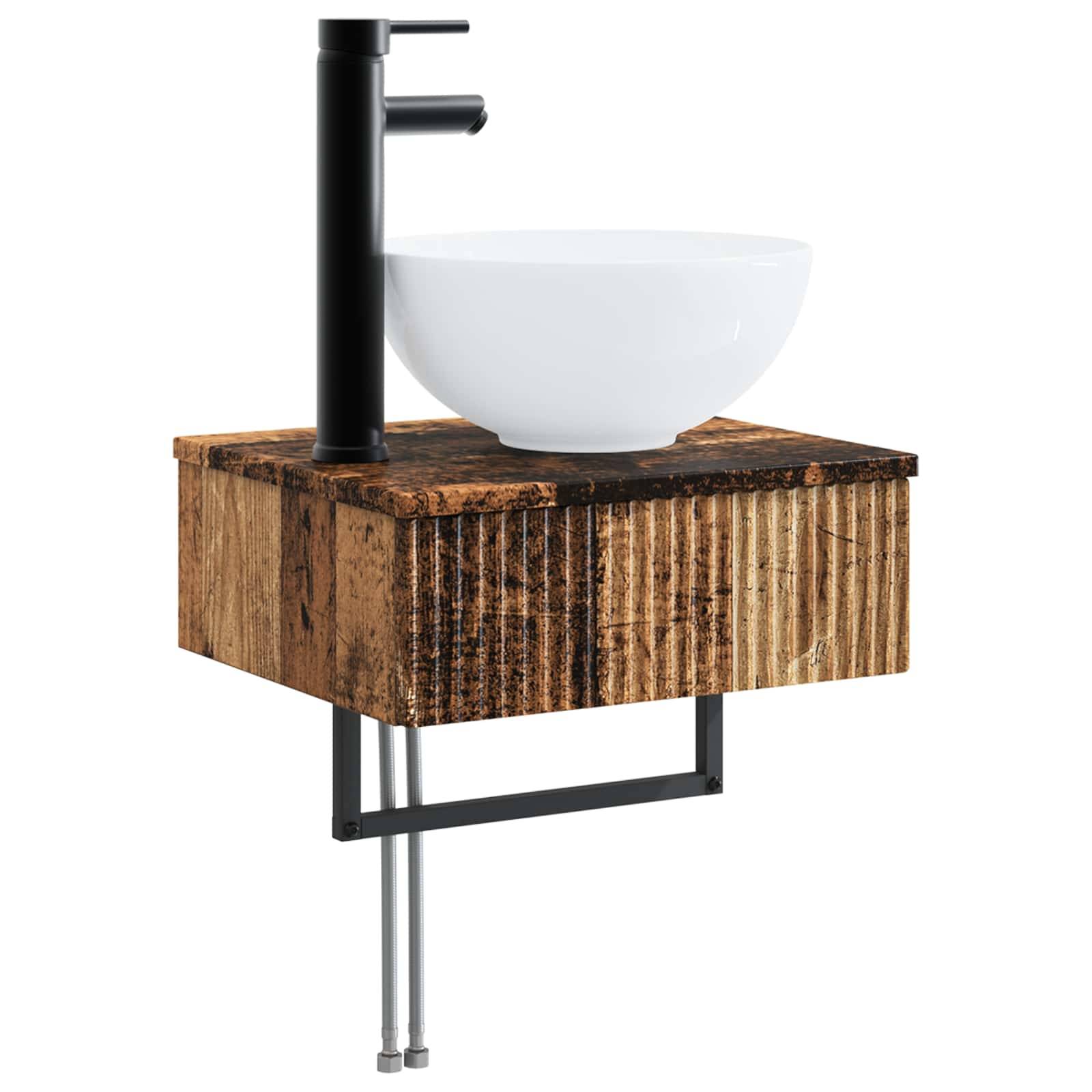 vidaXL Wandmontiertes Waschbecken Altholz 40 x 35 x 39 cm