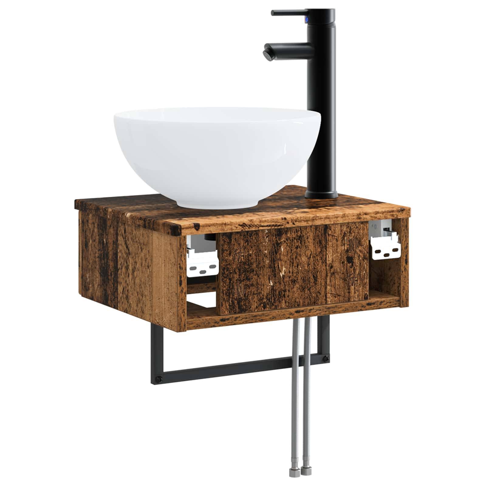 vidaXL Wandmontiertes Waschbecken Altholz 40 x 35 x 39 cm