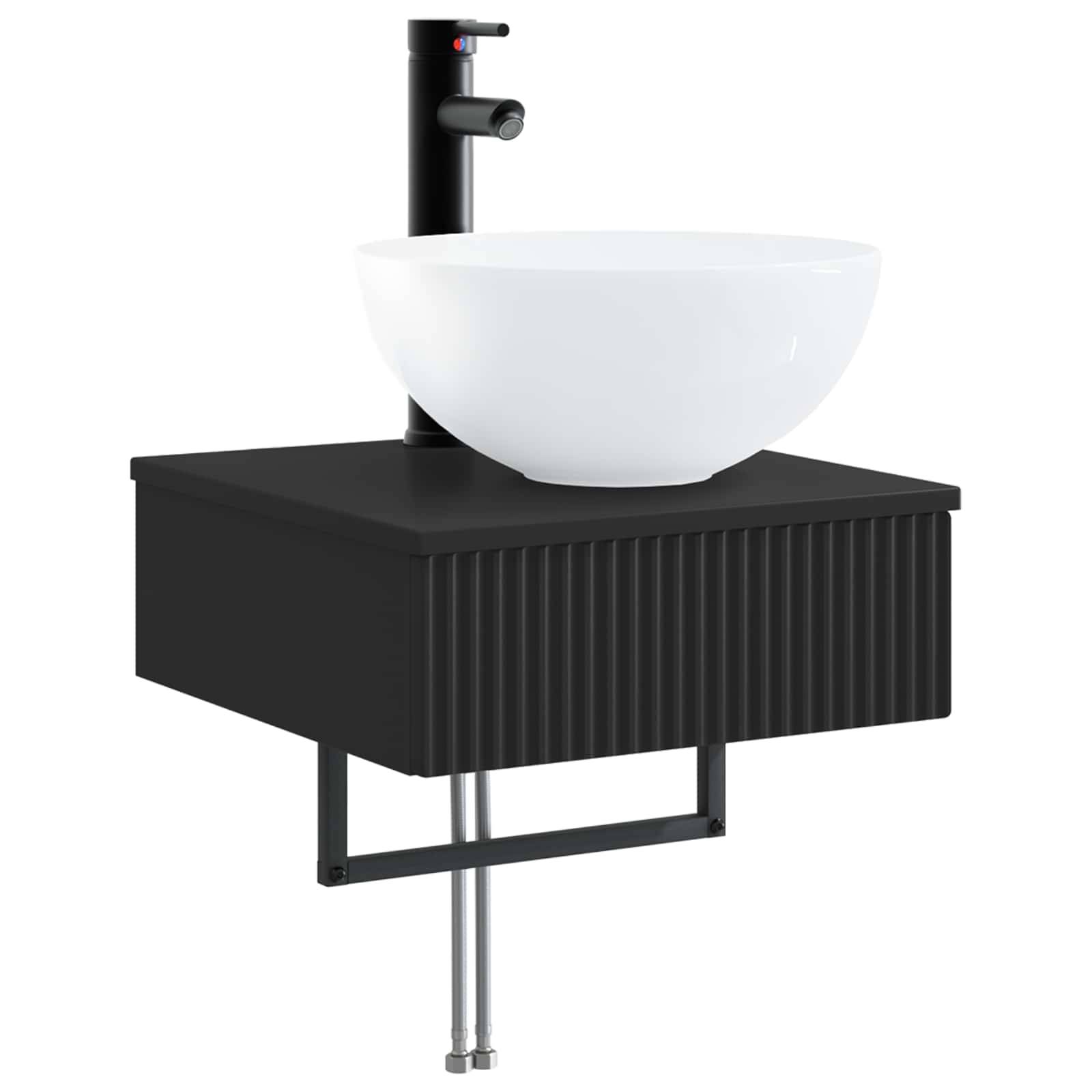 vidaXL Wandmontiertes Waschbecken Schwarz 40 x 41 x 40,5 cm
