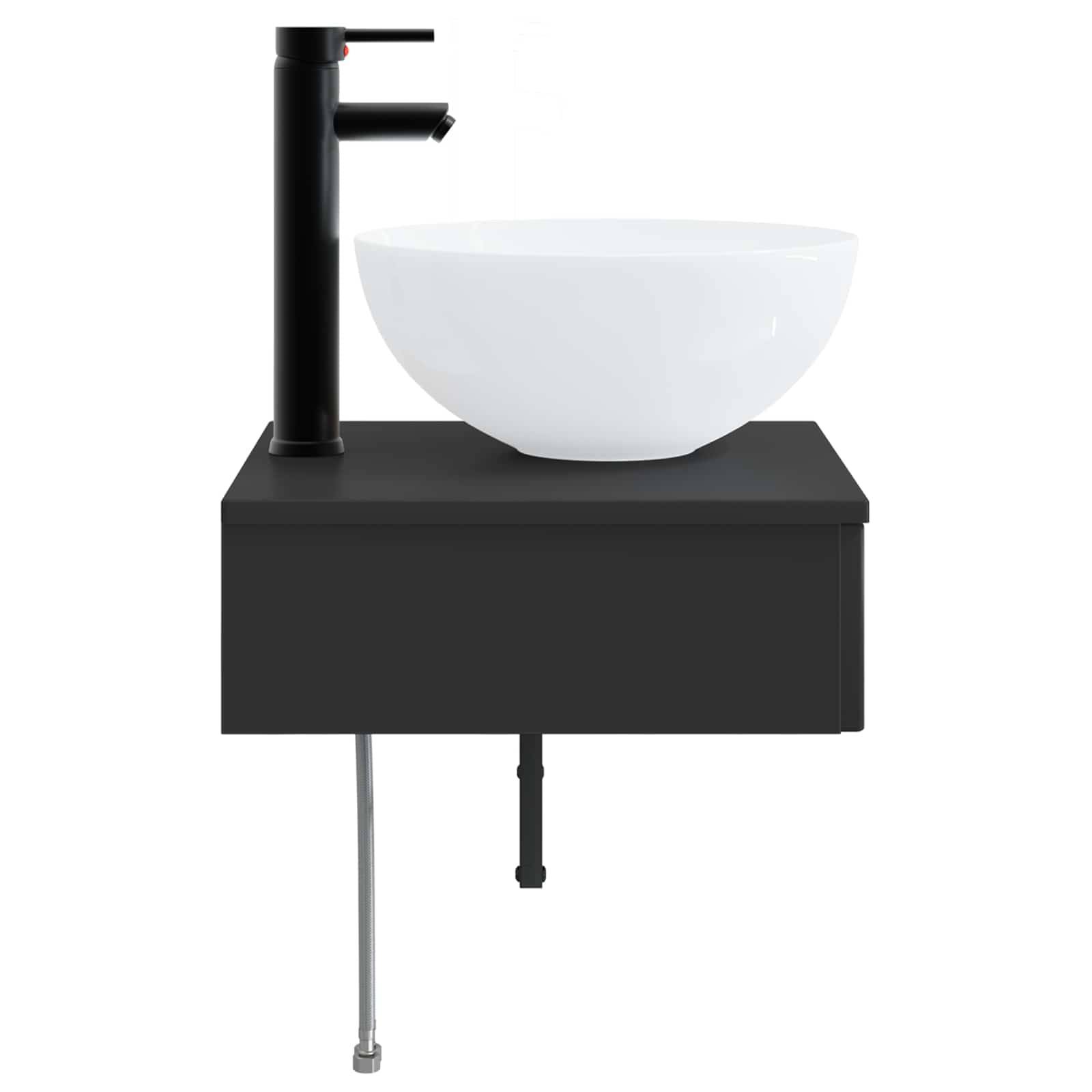 vidaXL Wandmontiertes Waschbecken Schwarz 40 x 41 x 40,5 cm