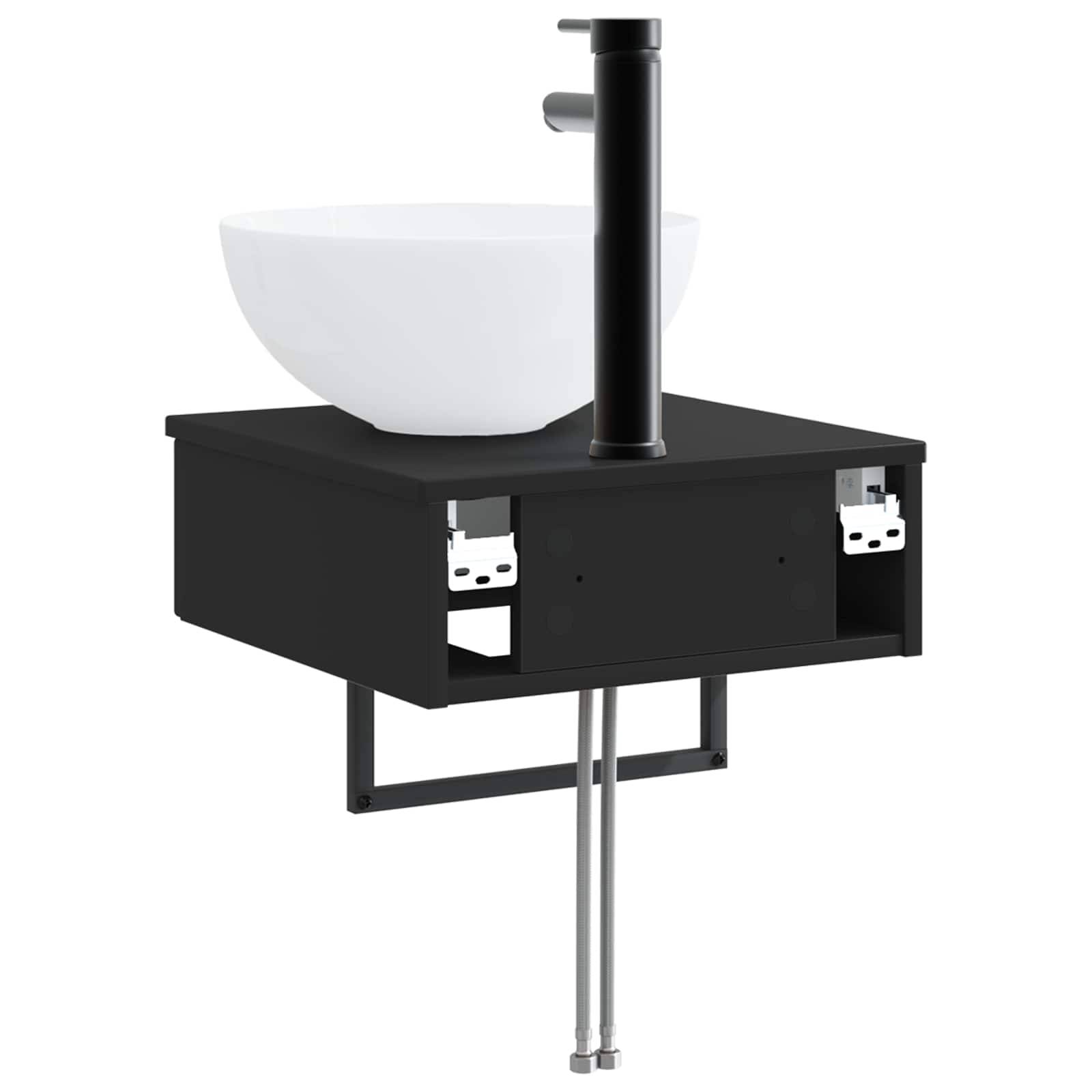 vidaXL Wandmontiertes Waschbecken Schwarz 40 x 41 x 40,5 cm
