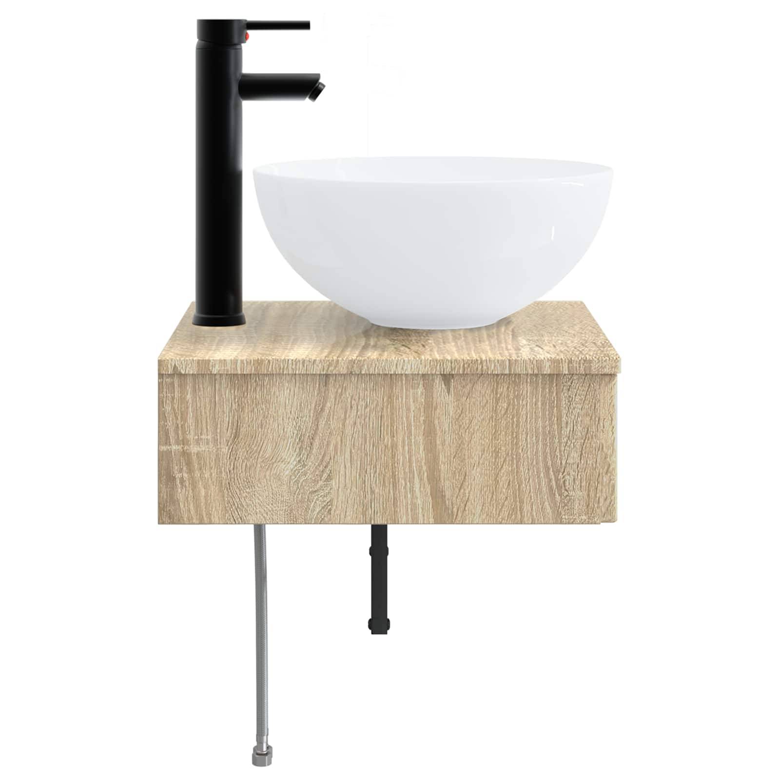 vidaXL Wandmontiertes Waschbecken Sonoma-Eiche 40 x 41 x 40,5 cm