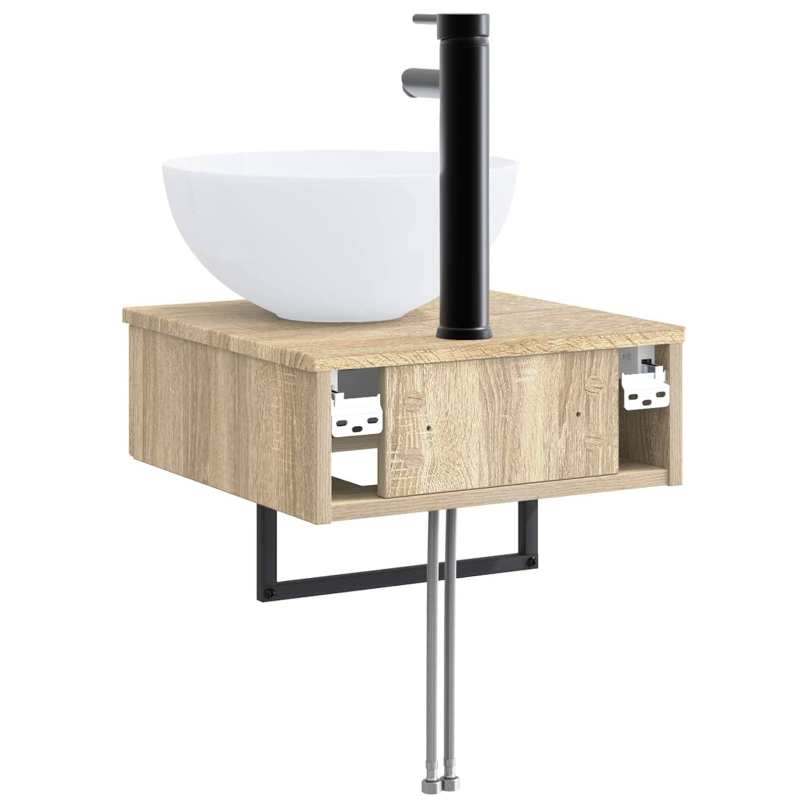 vidaXL Wandmontiertes Waschbecken Sonoma-Eiche 40 x 41 x 40,5 cm